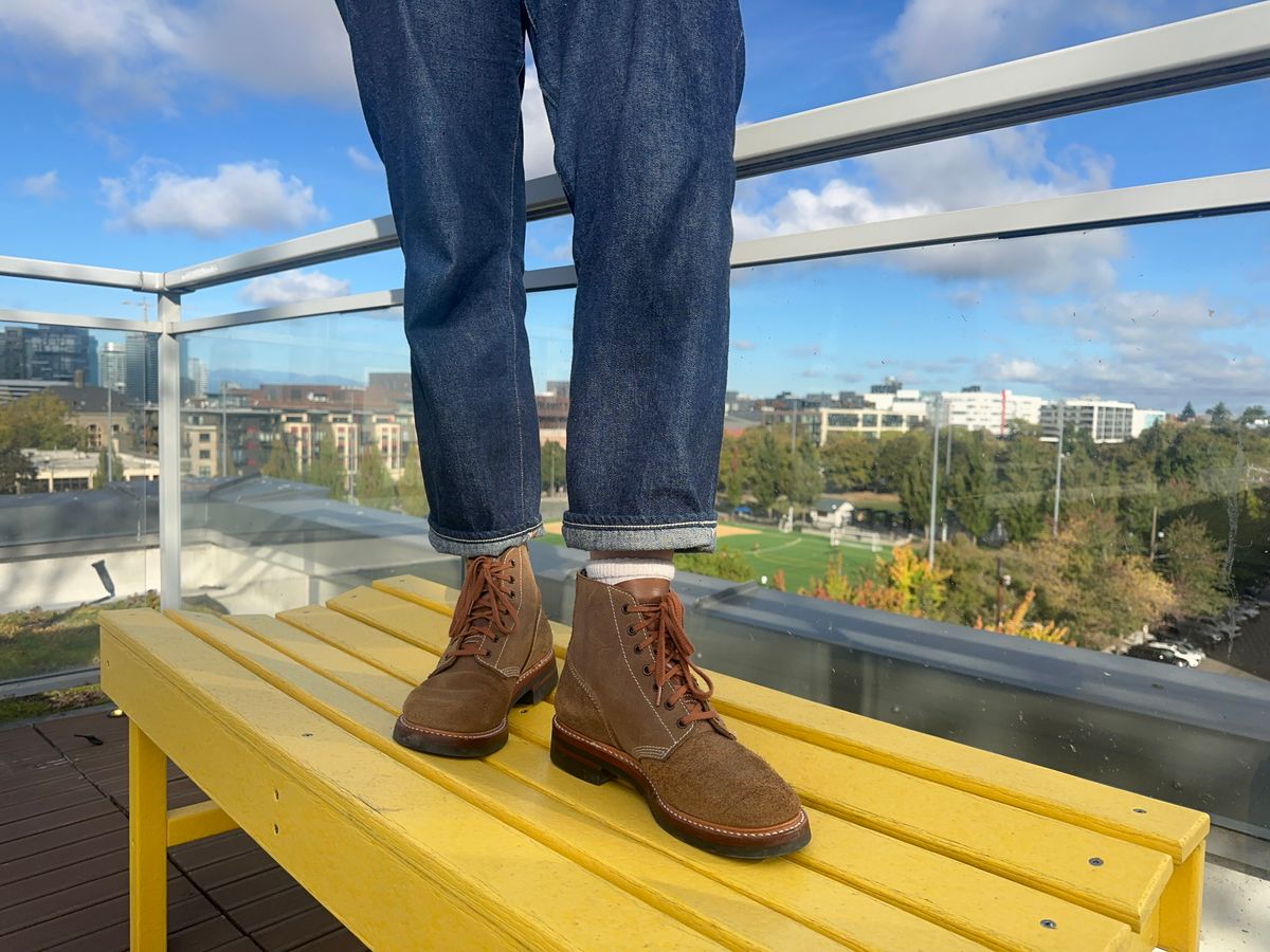 Photo by mynameisntkt on October 5, 2025 of the John Lofgren M-43 Service Shoes in Horween Natural Chromexcel Roughout.