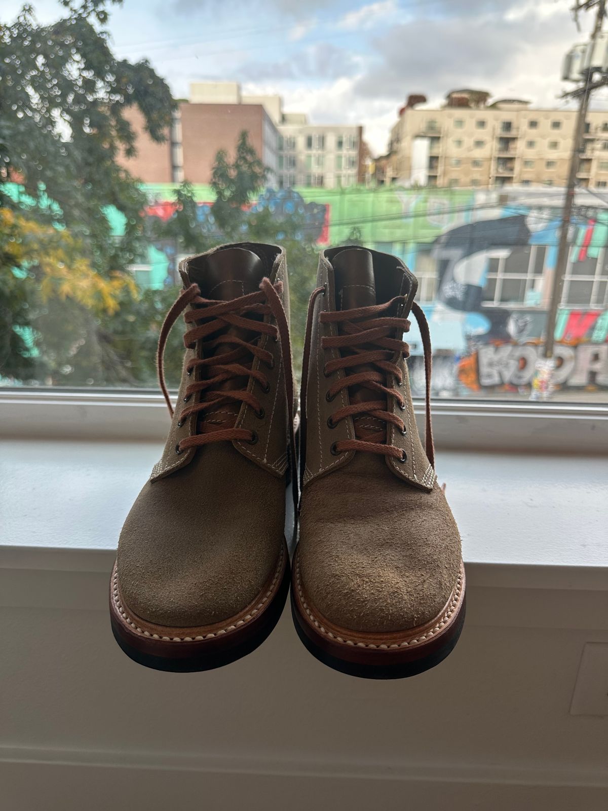 Photo by mynameisntkt on November 3, 2024 of the John Lofgren M-43 Service Shoes in Horween Natural Chromexcel Roughout.
