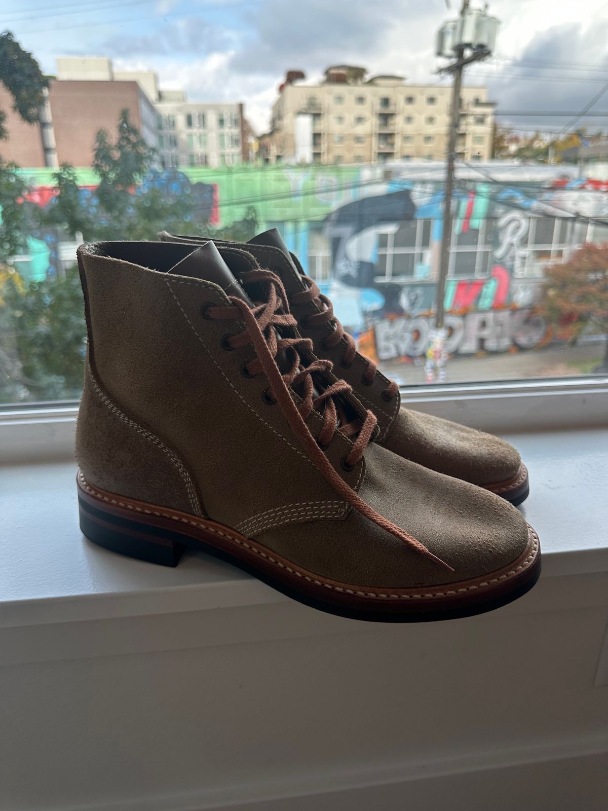 Photo by mynameisntkt on November 3, 2024 of the John Lofgren M-43 Service Shoes in Horween Natural Chromexcel Roughout.