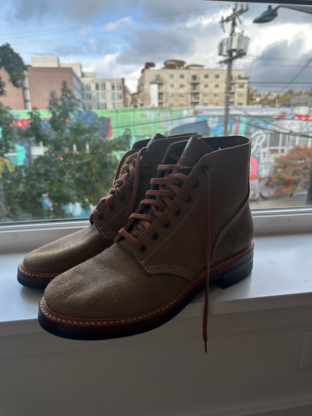 Photo by mynameisntkt on November 3, 2024 of the John Lofgren M-43 Service Shoes in Horween Natural Chromexcel Roughout.