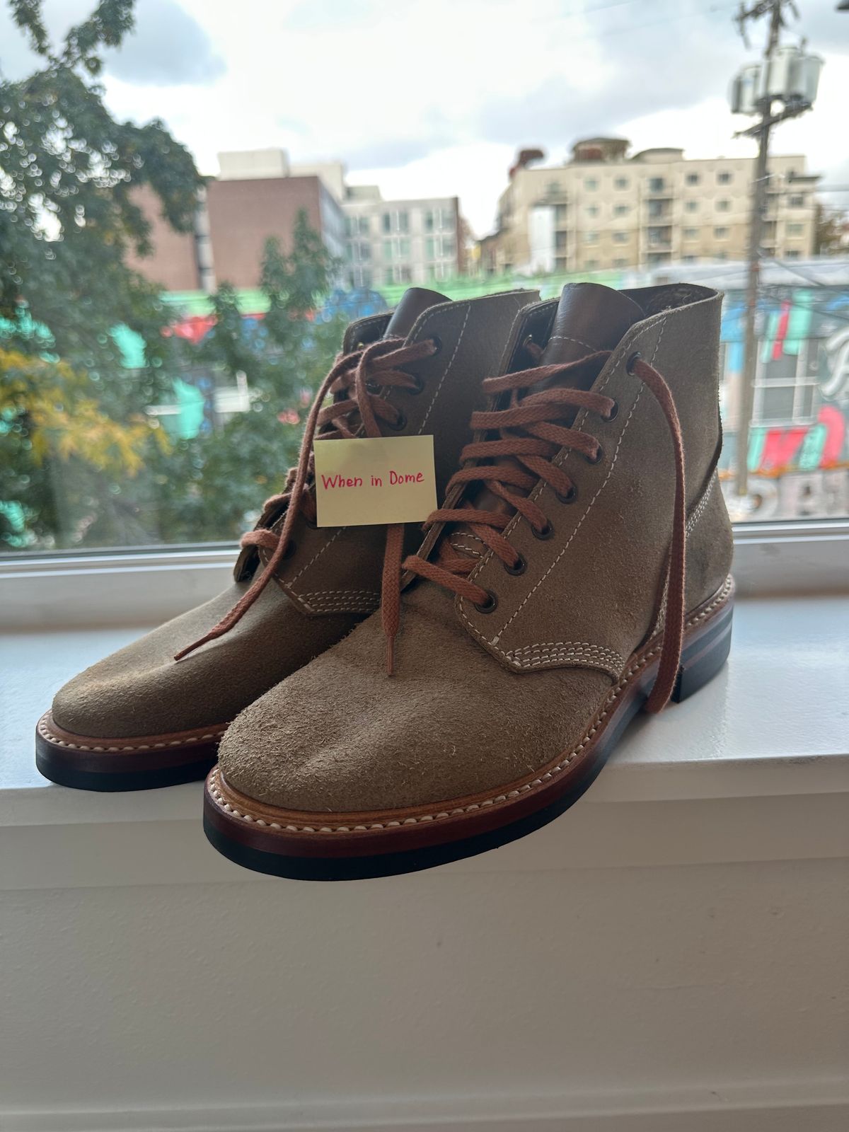 Photo by mynameisntkt on November 3, 2024 of the John Lofgren M-43 Service Shoes in Horween Natural Chromexcel Roughout.