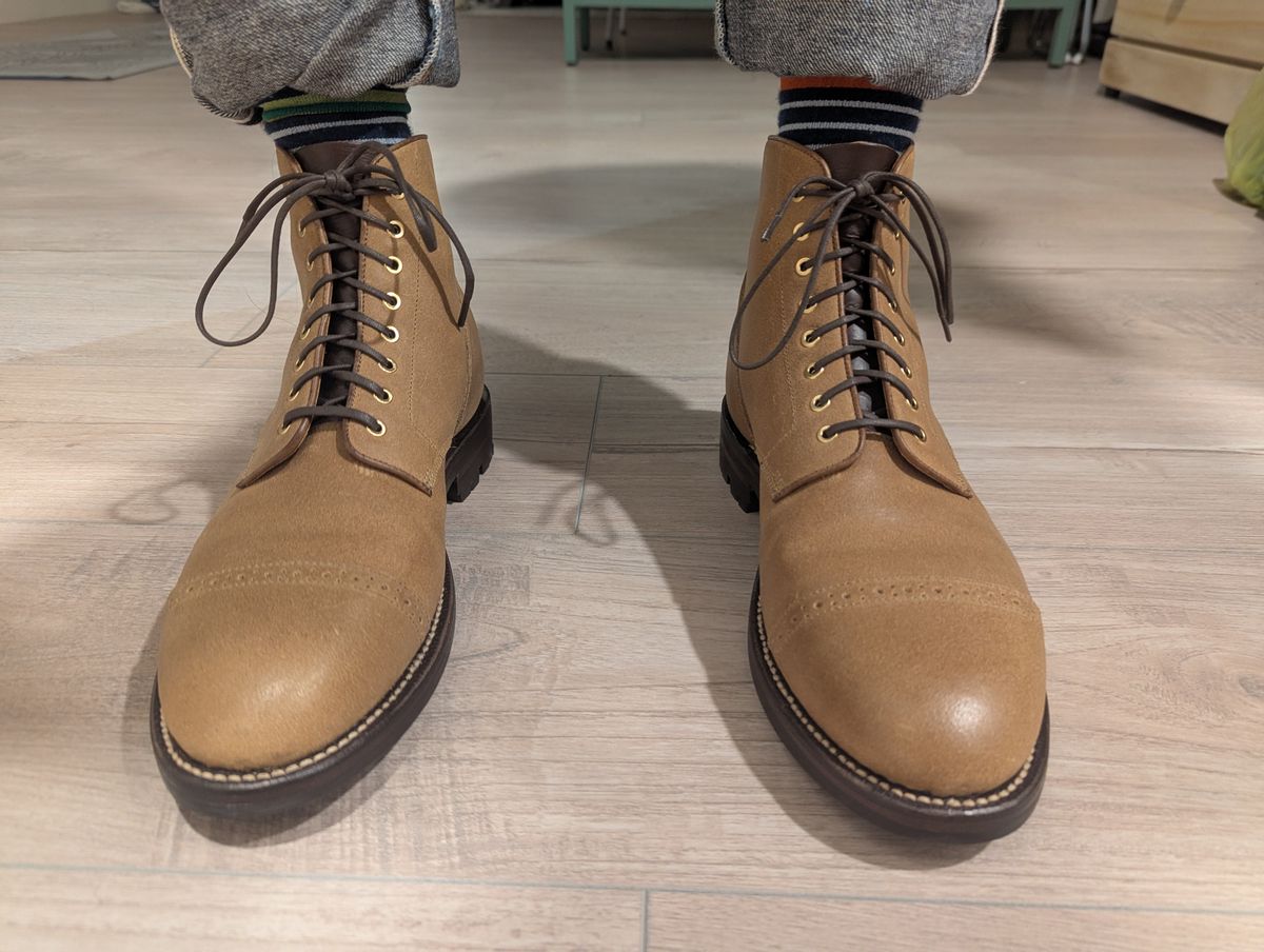Photo by elyk06 on November 21, 2025 of the Grant Stone Garrison Boot in C.F. Stead Natural Waxy Commander Suede.