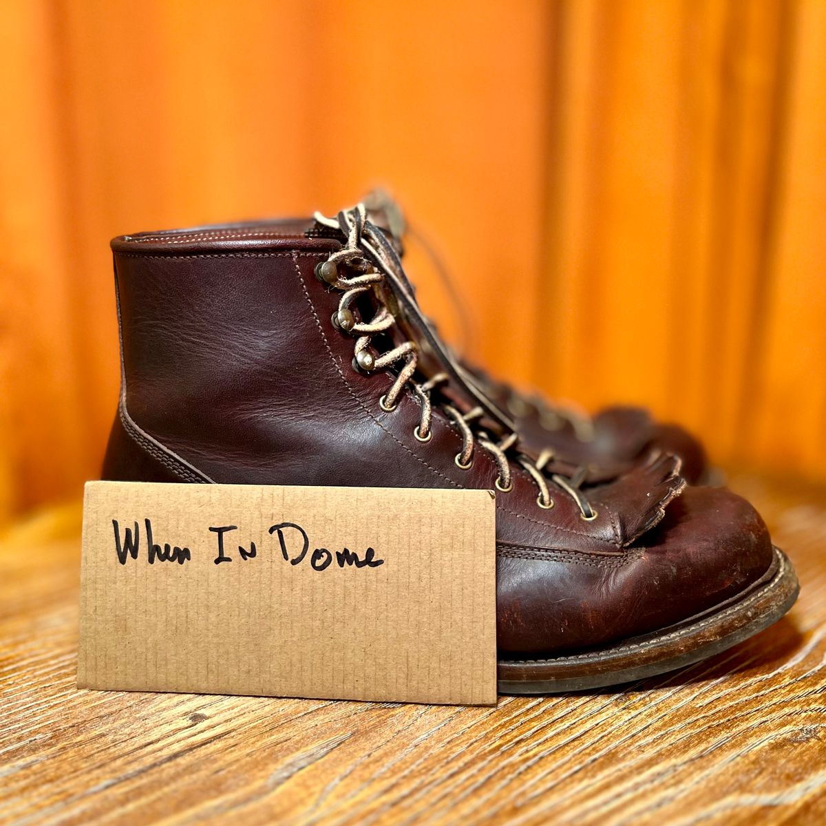 Photo by reedscruggs on November 5, 2024 of the Caswell Boot Company Carver in Wickett & Craig Chestnut Oiled Latigo.