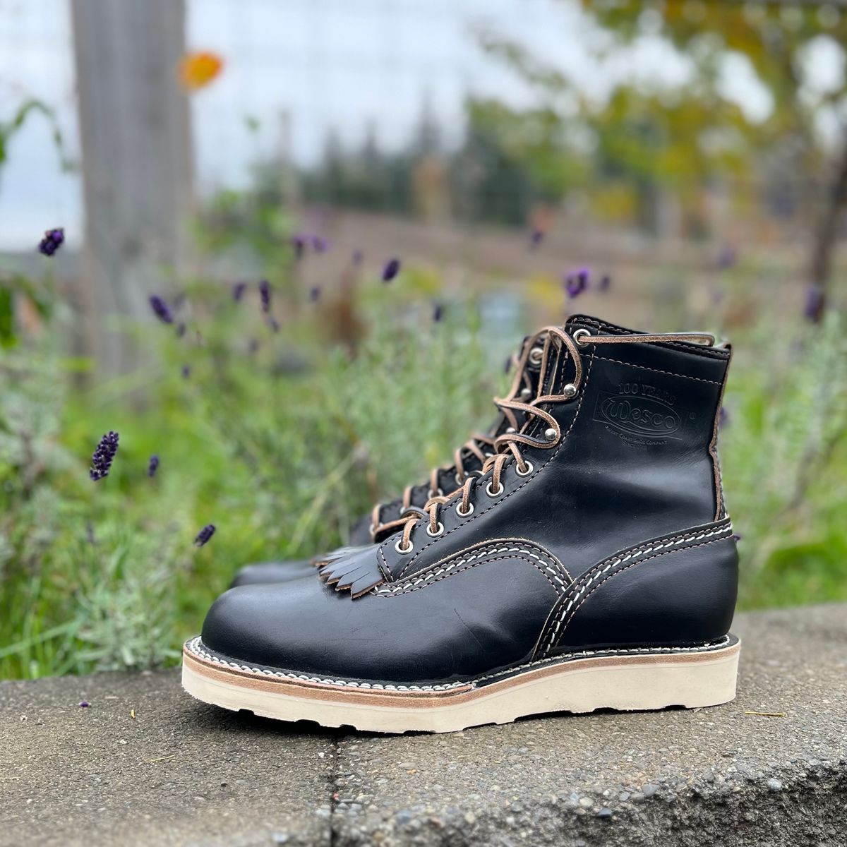 Photo by boot_loon on November 4, 2025 of the Wesco Jobmaster in Horween Black Teacore Chromexcel.