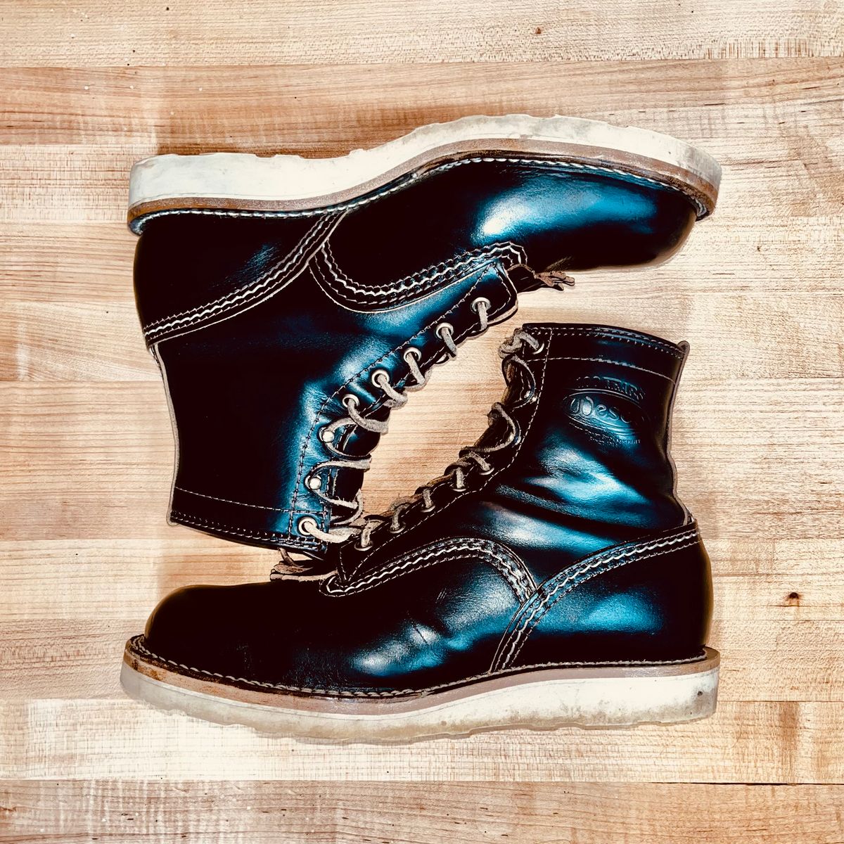 Photo by boot_loon on January 5, 2026 of the Wesco Jobmaster in Horween Black Teacore Chromexcel.