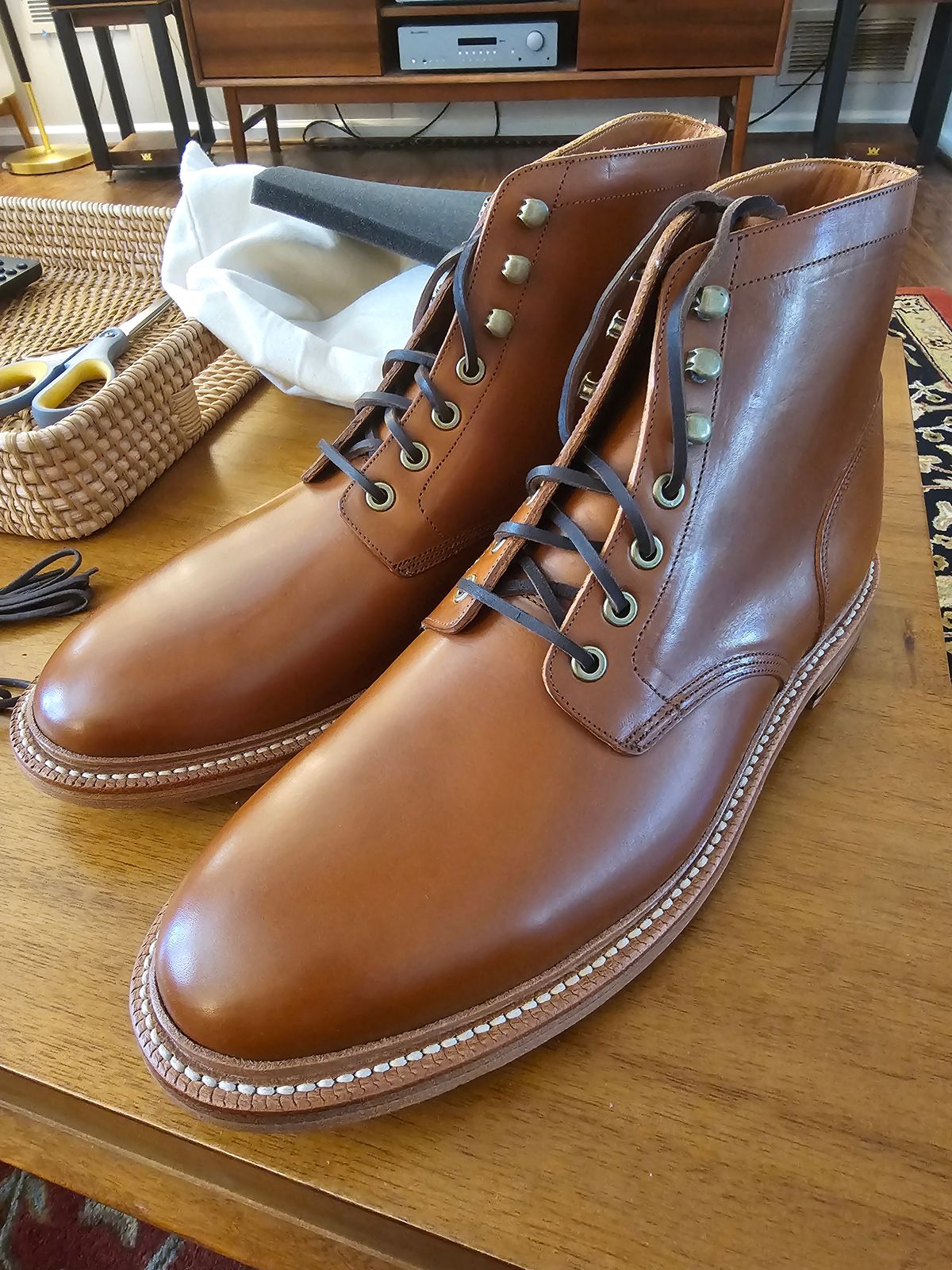 Photo by redclayGT on January 17, 2025 of the Grant Stone Diesel Boot in Badalassi Carlo Saddle Tan Minerva.