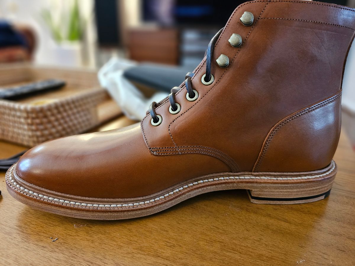 Photo by redclayGT on January 17, 2025 of the Grant Stone Diesel Boot in Badalassi Carlo Saddle Tan Minerva.