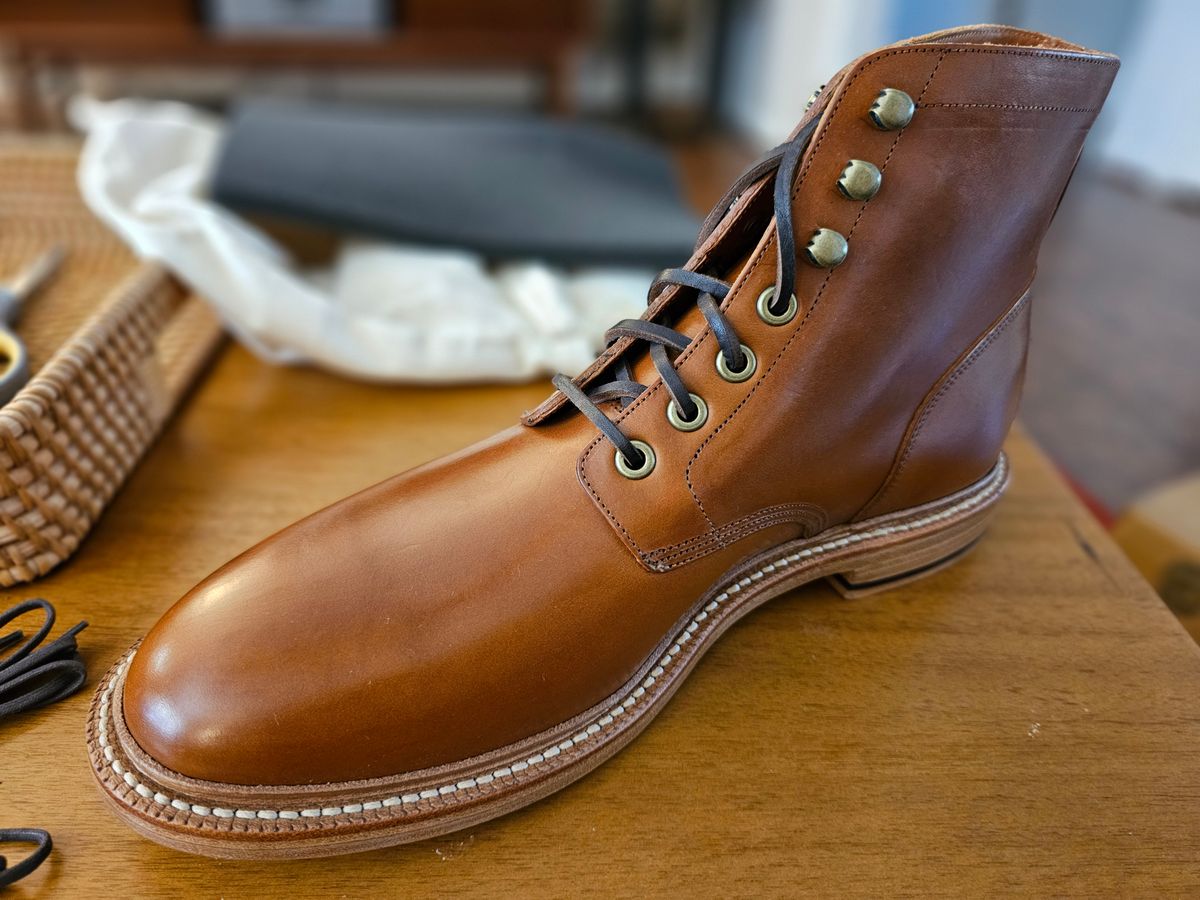 Photo by redclayGT on January 17, 2025 of the Grant Stone Diesel Boot in Badalassi Carlo Saddle Tan Minerva.