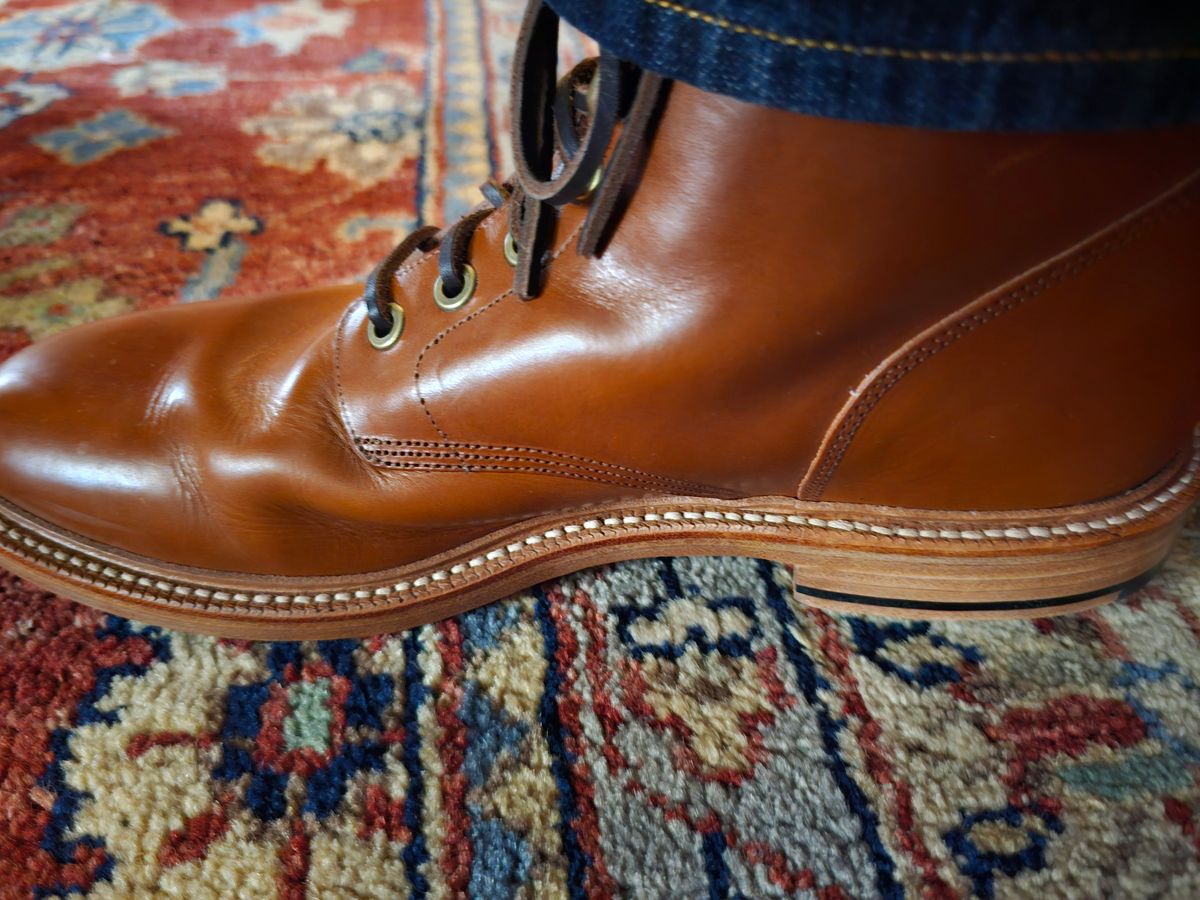 Photo by redclayGT on January 25, 2025 of the Grant Stone Diesel Boot in Badalassi Carlo Saddle Tan Minerva.
