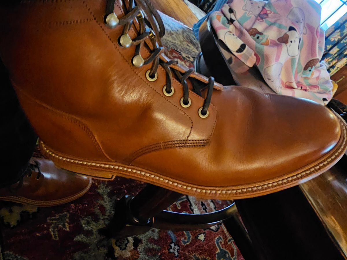 Photo by redclayGT on January 25, 2025 of the Grant Stone Diesel Boot in Badalassi Carlo Saddle Tan Minerva.