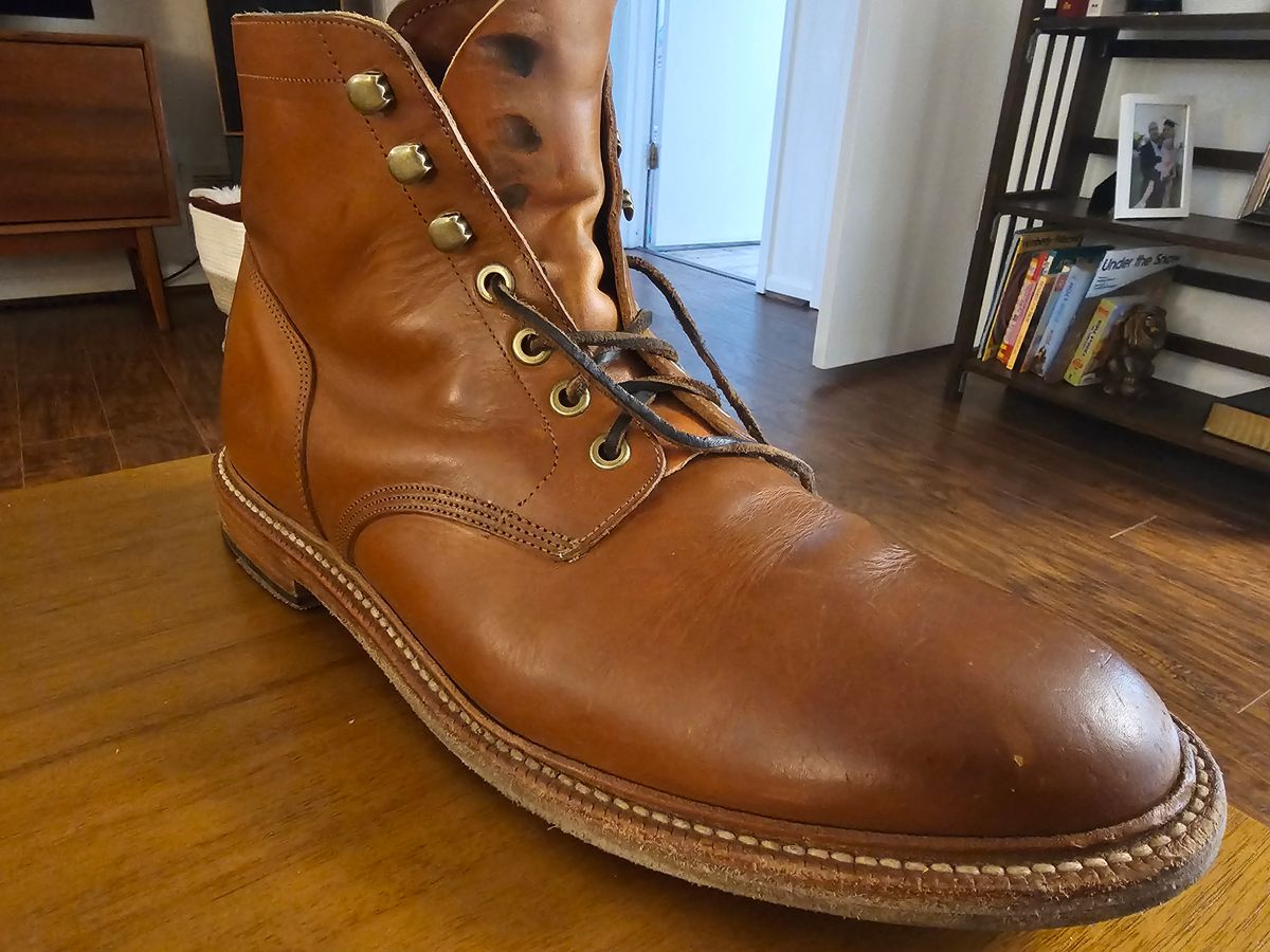 Photo by redclayGT on May 1, 2025 of the Grant Stone Diesel Boot in Badalassi Carlo Saddle Tan Minerva.