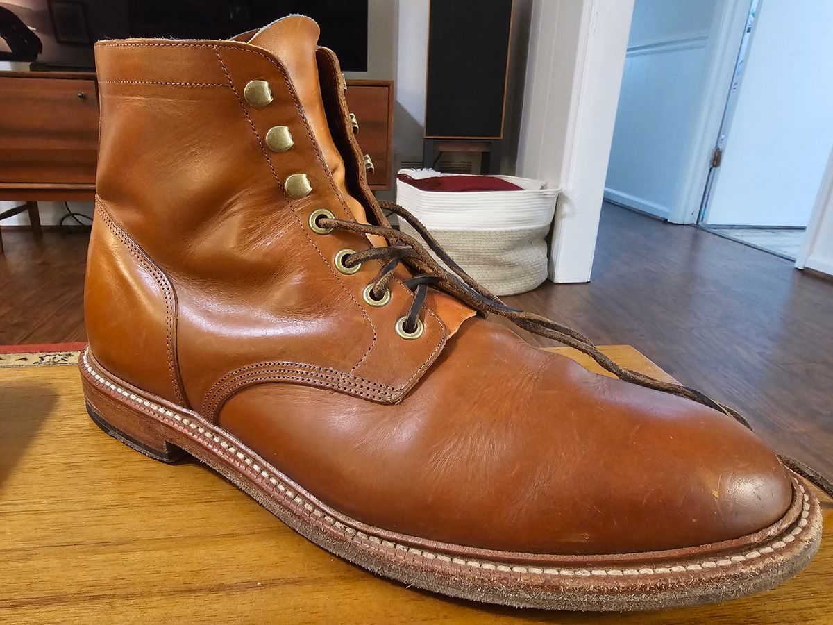 Photo by redclayGT on May 1, 2025 of the Grant Stone Diesel Boot in Badalassi Carlo Saddle Tan Minerva.