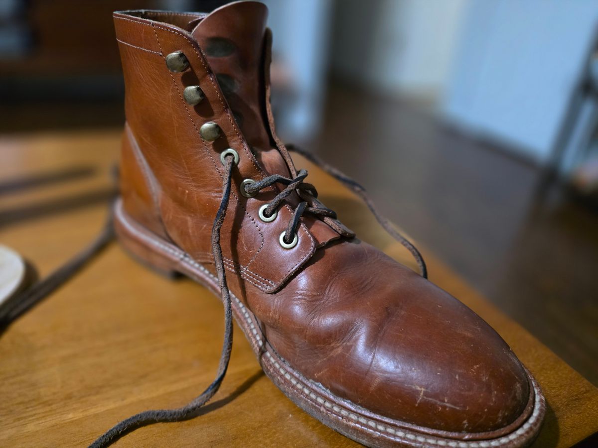 Photo by redclayGT on November 12, 2025 of the Grant Stone Diesel Boot in Badalassi Carlo Saddle Tan Minerva.