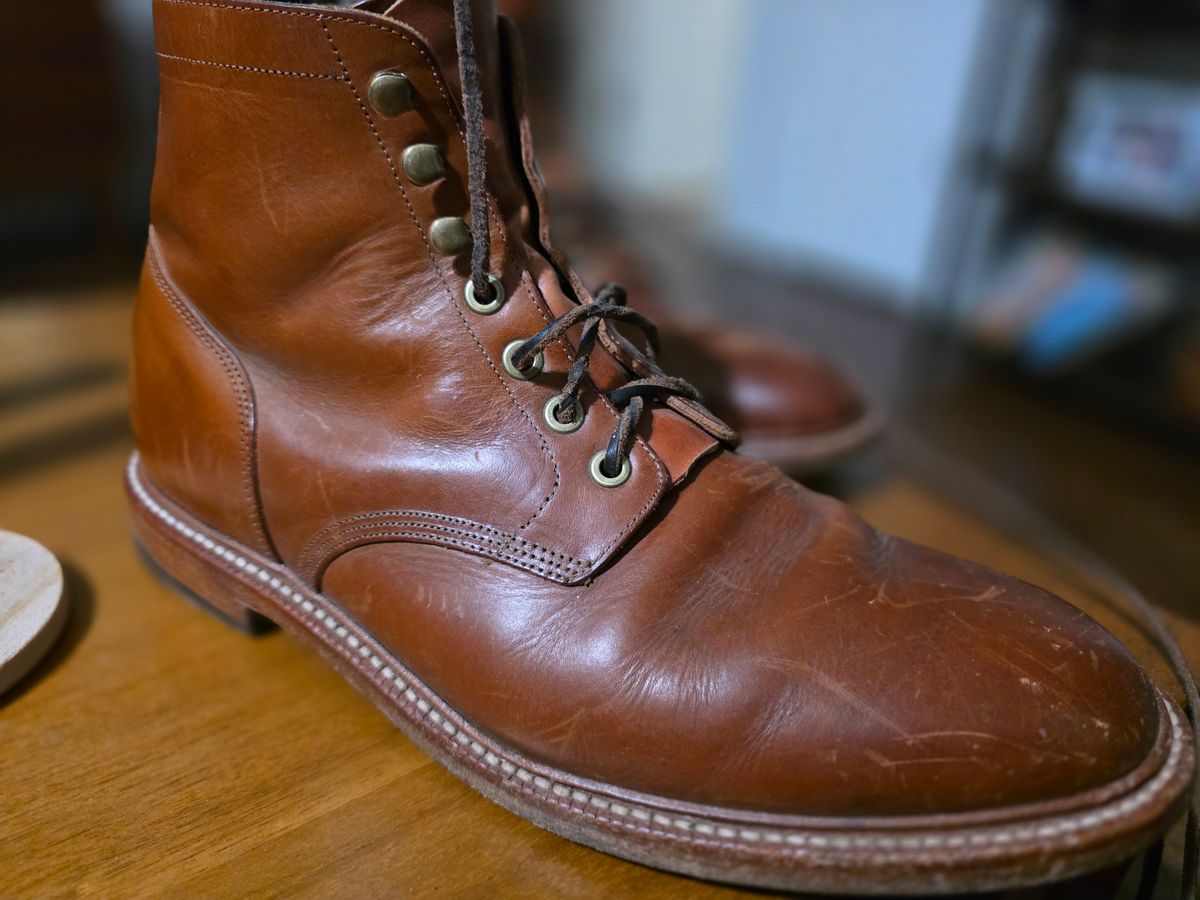 Photo by redclayGT on November 12, 2025 of the Grant Stone Diesel Boot in Badalassi Carlo Saddle Tan Minerva.