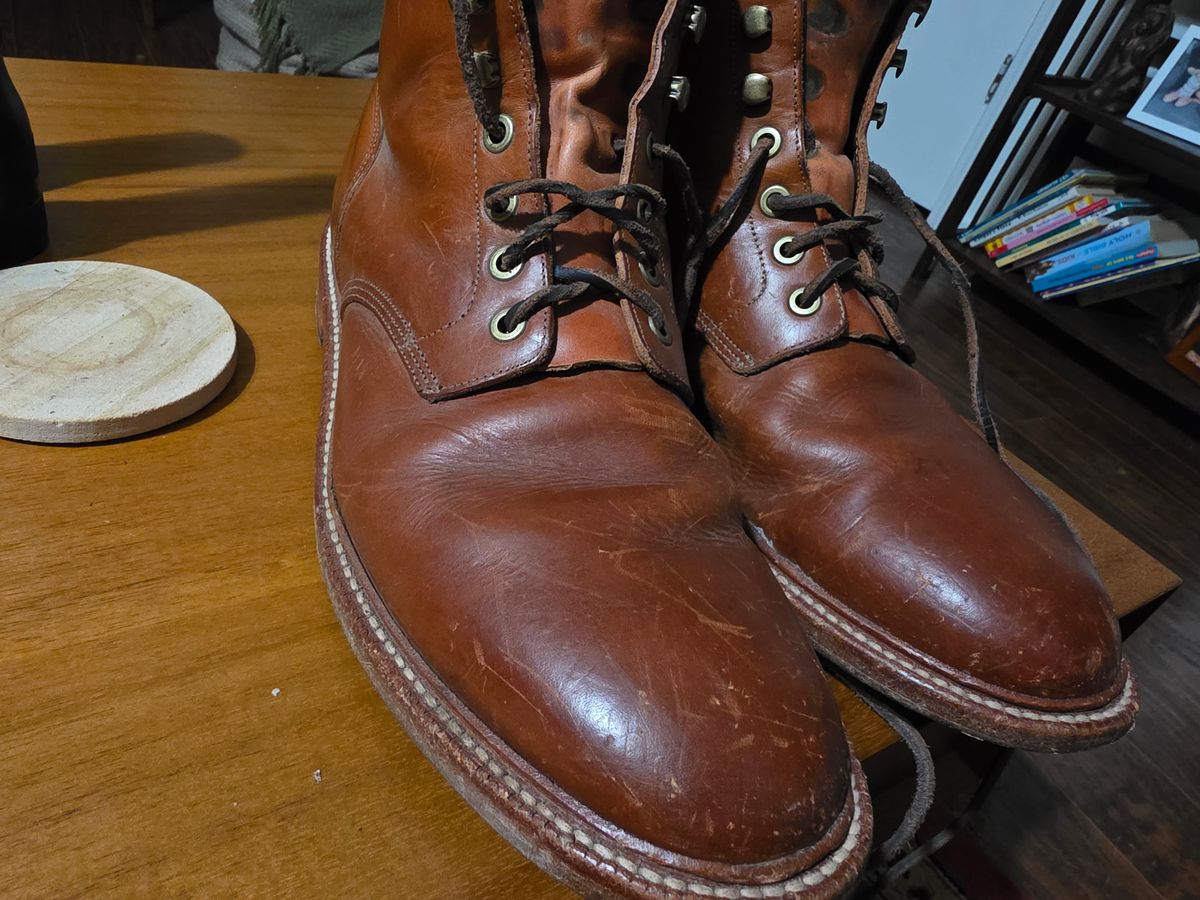 Photo by redclayGT on November 12, 2025 of the Grant Stone Diesel Boot in Badalassi Carlo Saddle Tan Minerva.