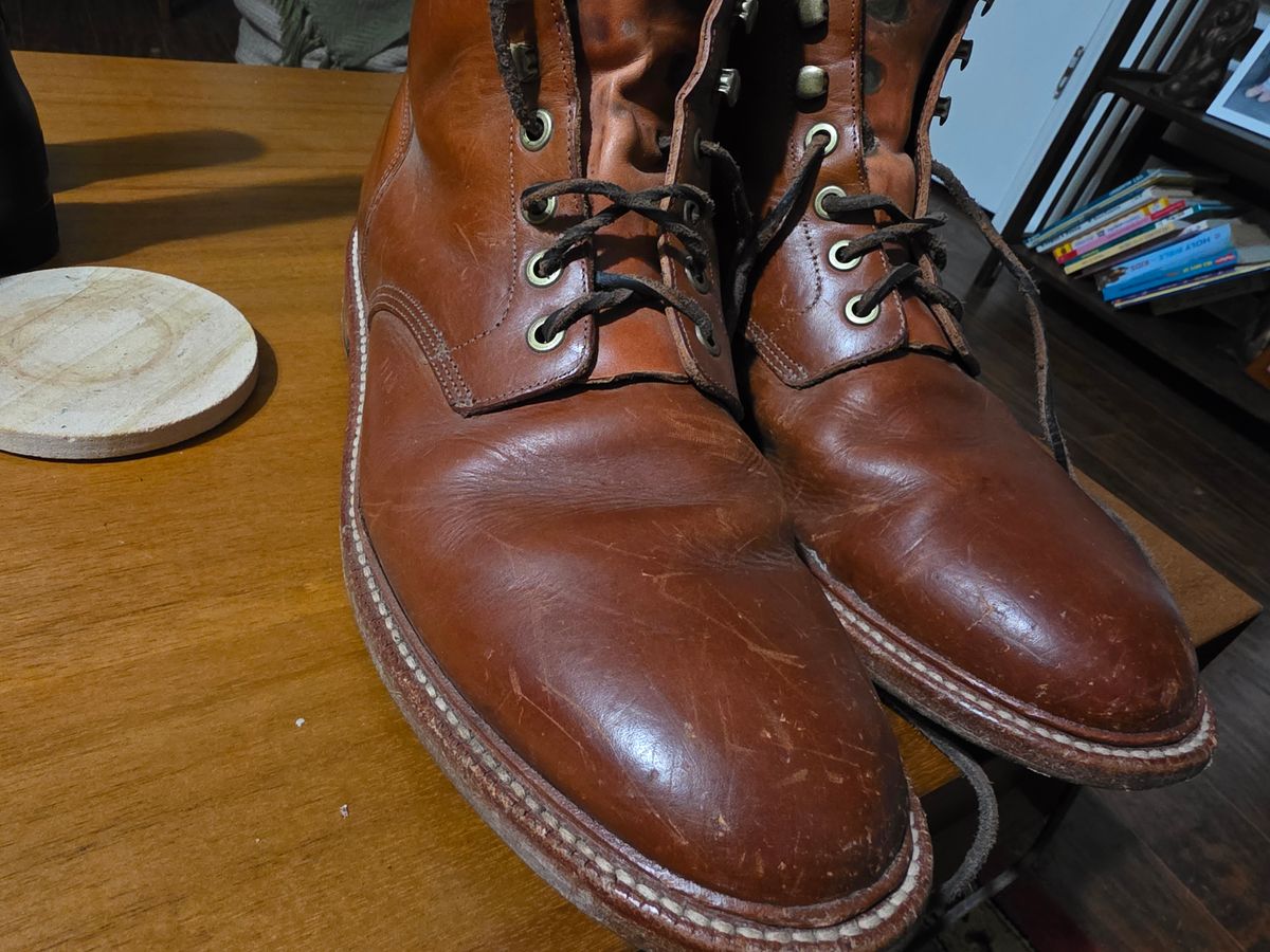 Photo by redclayGT on November 12, 2025 of the Grant Stone Diesel Boot in Badalassi Carlo Saddle Tan Minerva.