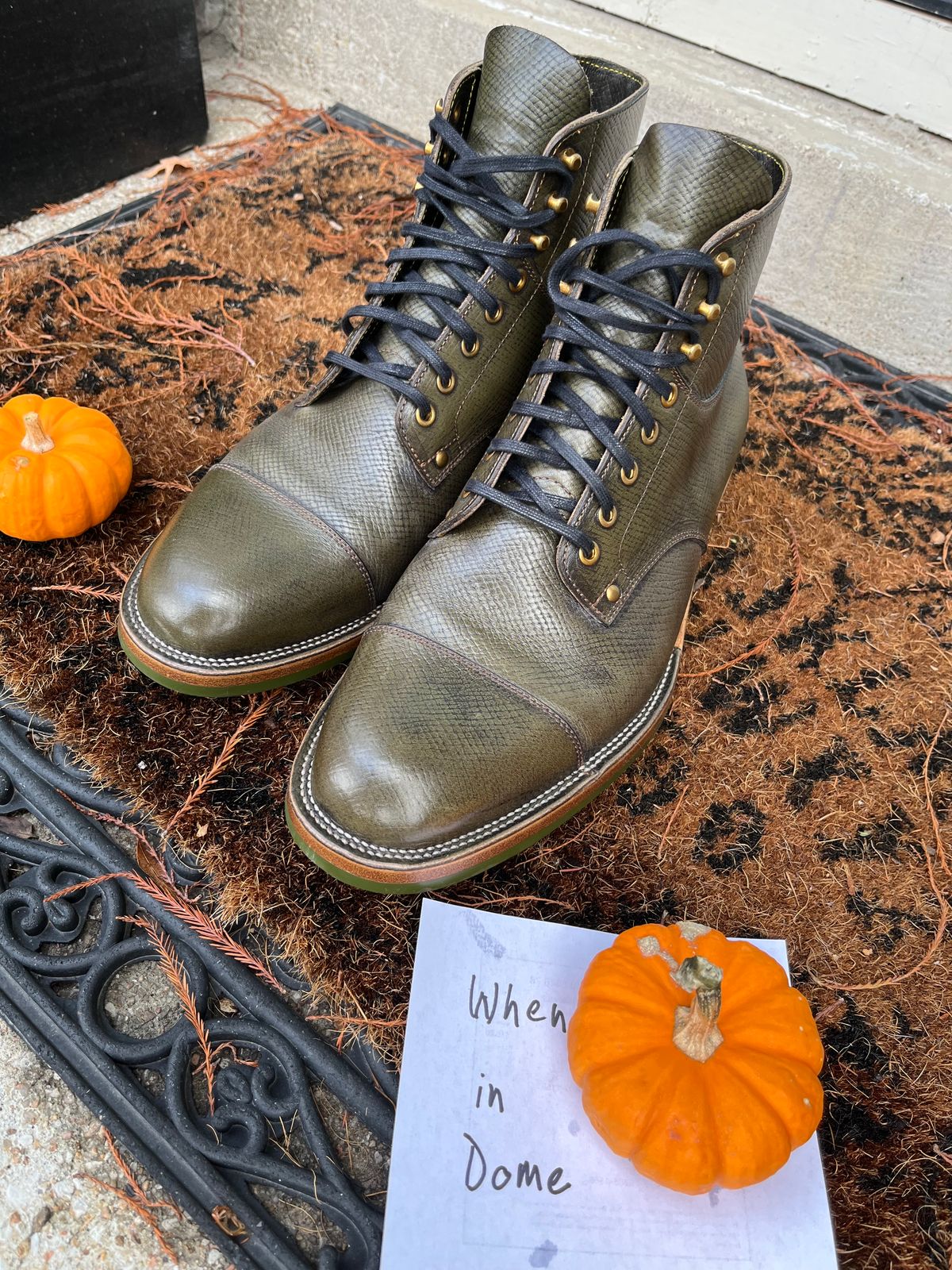 Photo by Repete10.5E on November 5, 2024 of the Iron Boots x Østmo Type 1 in 1786 Russian Reindeer Hide.