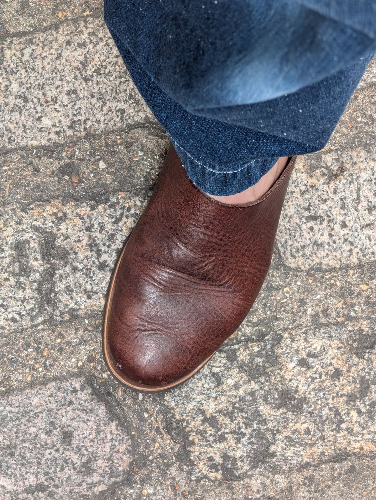 Photo by gilad on June 15, 2025 of the Kotoka Mahoroba Clogs in Tatsuno Waxed Leather.