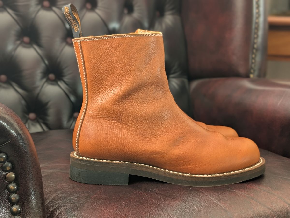 Photo by gilad on May 31, 2025 of the Rolling Dub Trio Casper Boot in Brown Vaccetta.