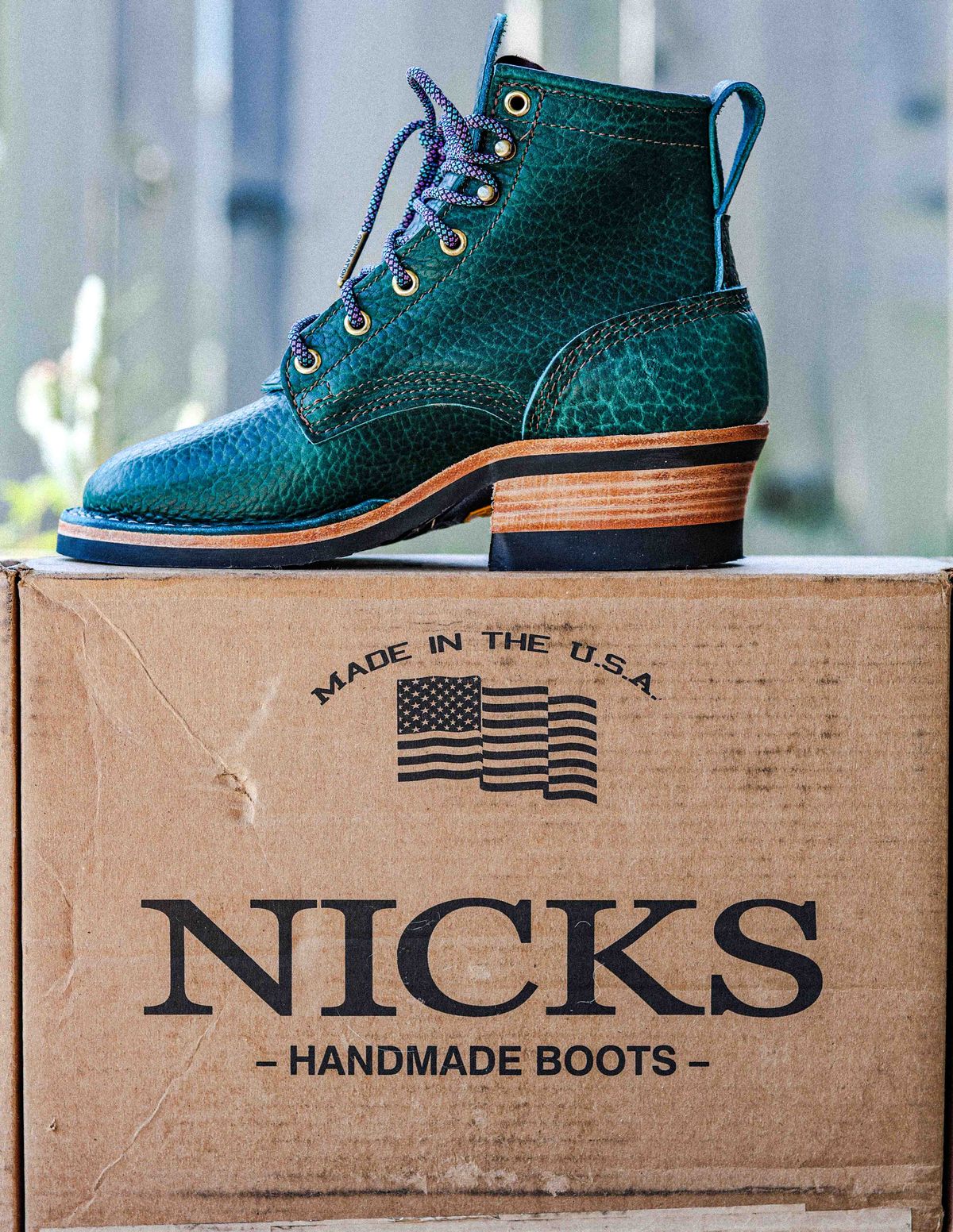 Photo by Dewanna.Wanga on September 30, 2025 of the Nicks Sample Sale MTO in Nicks / Law Tanning Turquoise Smooth Shrunken Bison.