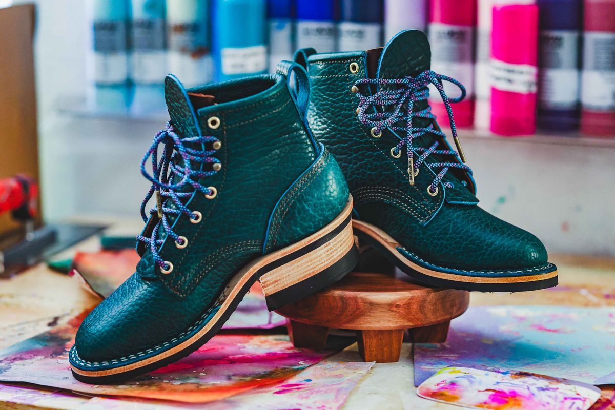 Photo by Dewanna.Wanga on October 1, 2025 of the Nicks Sample Sale MTO in Nicks / Law Tanning Turquoise Smooth Shrunken Bison.