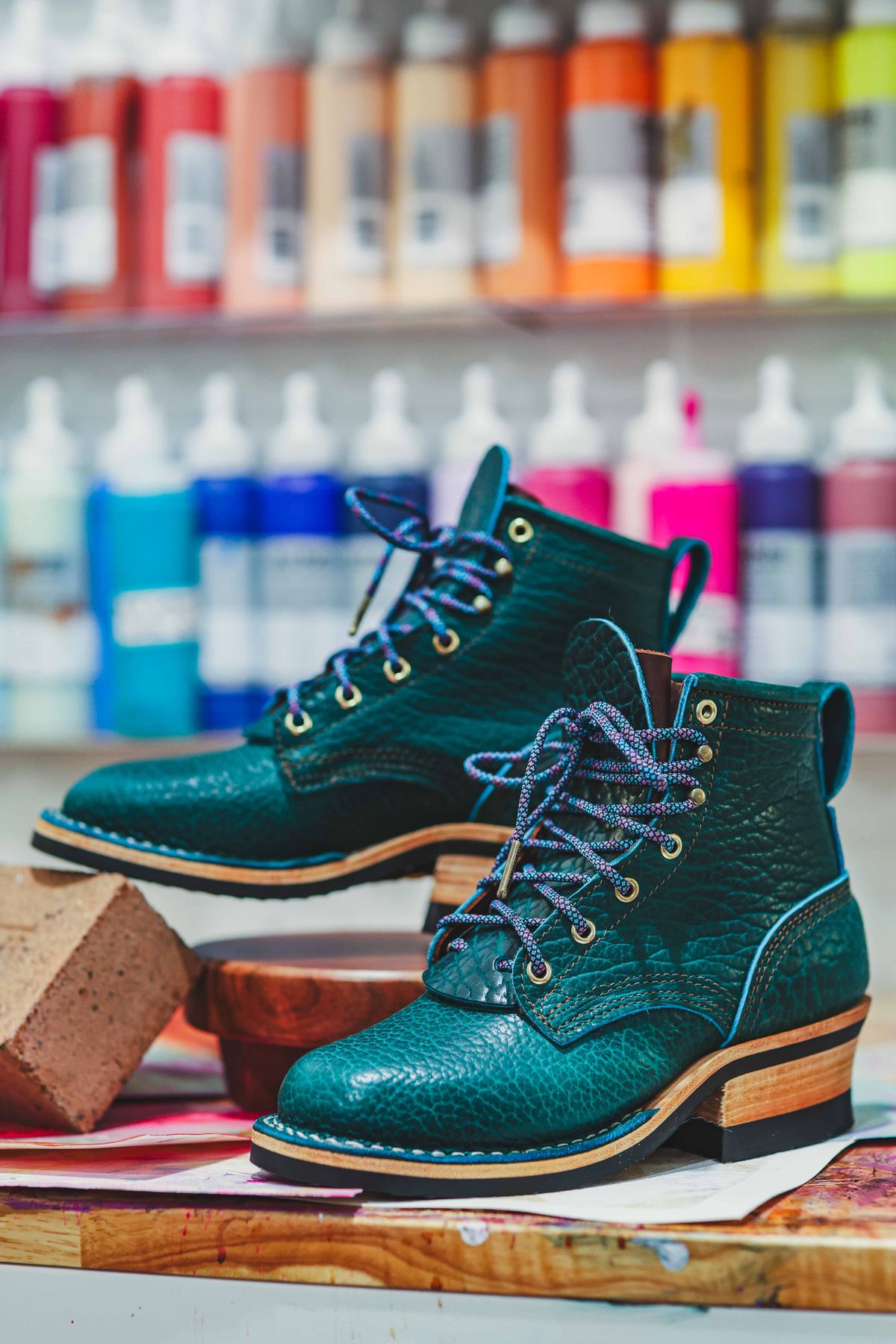 Photo by Dewanna.Wanga on October 1, 2025 of the Nicks Sample Sale MTO in Nicks / Law Tanning Turquoise Smooth Shrunken Bison.