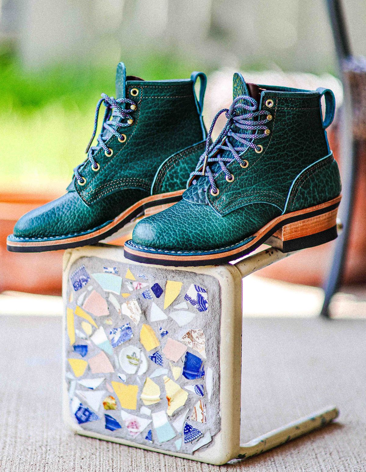 Photo by Dewanna.Wanga on October 1, 2025 of the Nicks Sample Sale MTO in Nicks / Law Tanning Turquoise Smooth Shrunken Bison.