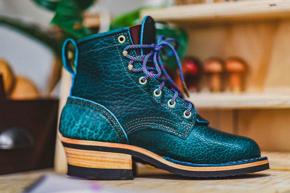 Photo by Dewanna.Wanga on October 1, 2025 of the Nicks Sample Sale MTO in Nicks / Law Tanning Turquoise Smooth Shrunken Bison.