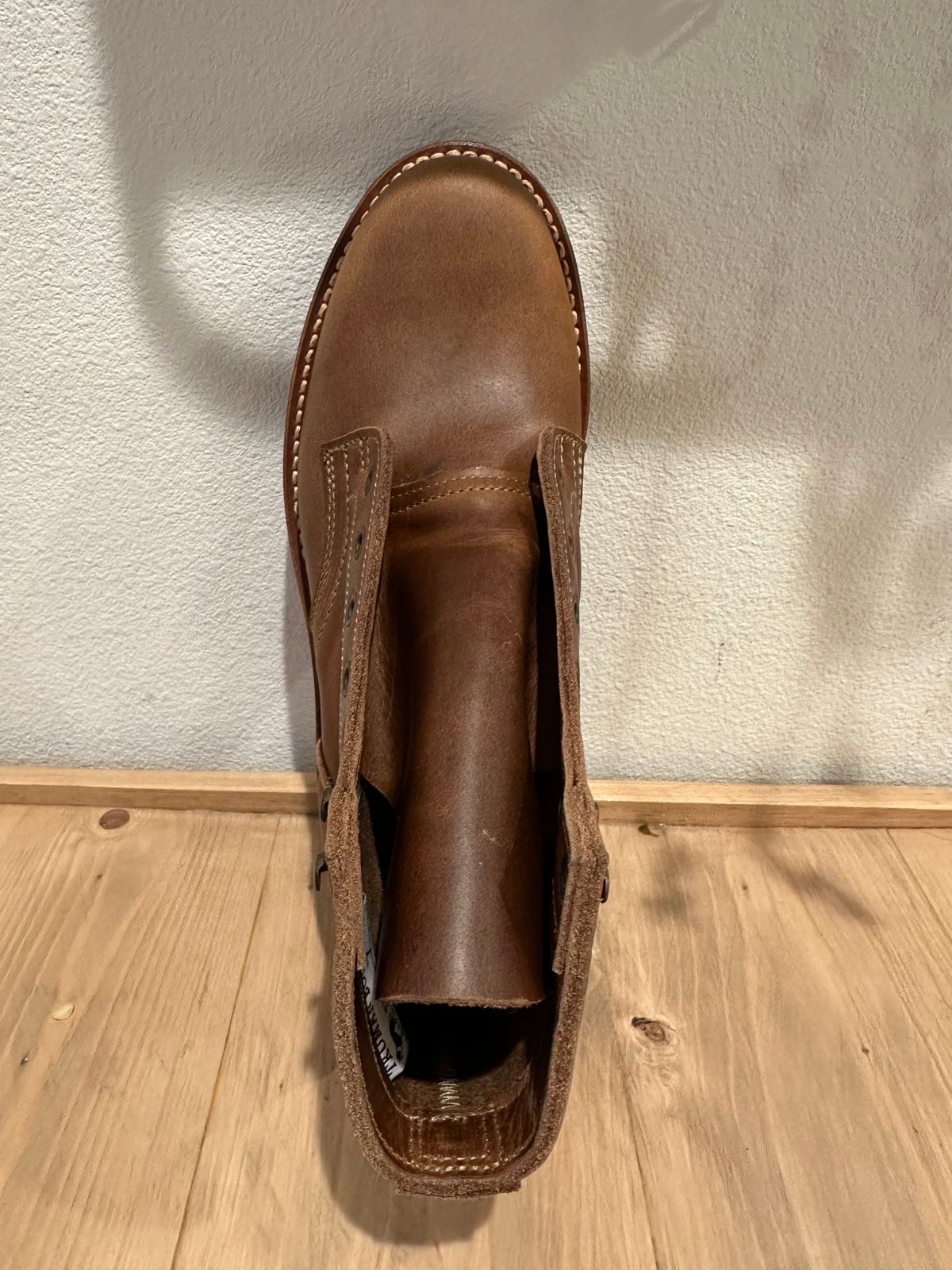 Photo by patrick_teana on November 6, 2024 of the Truman Plain Toe Boot in Sesame Double Shot.