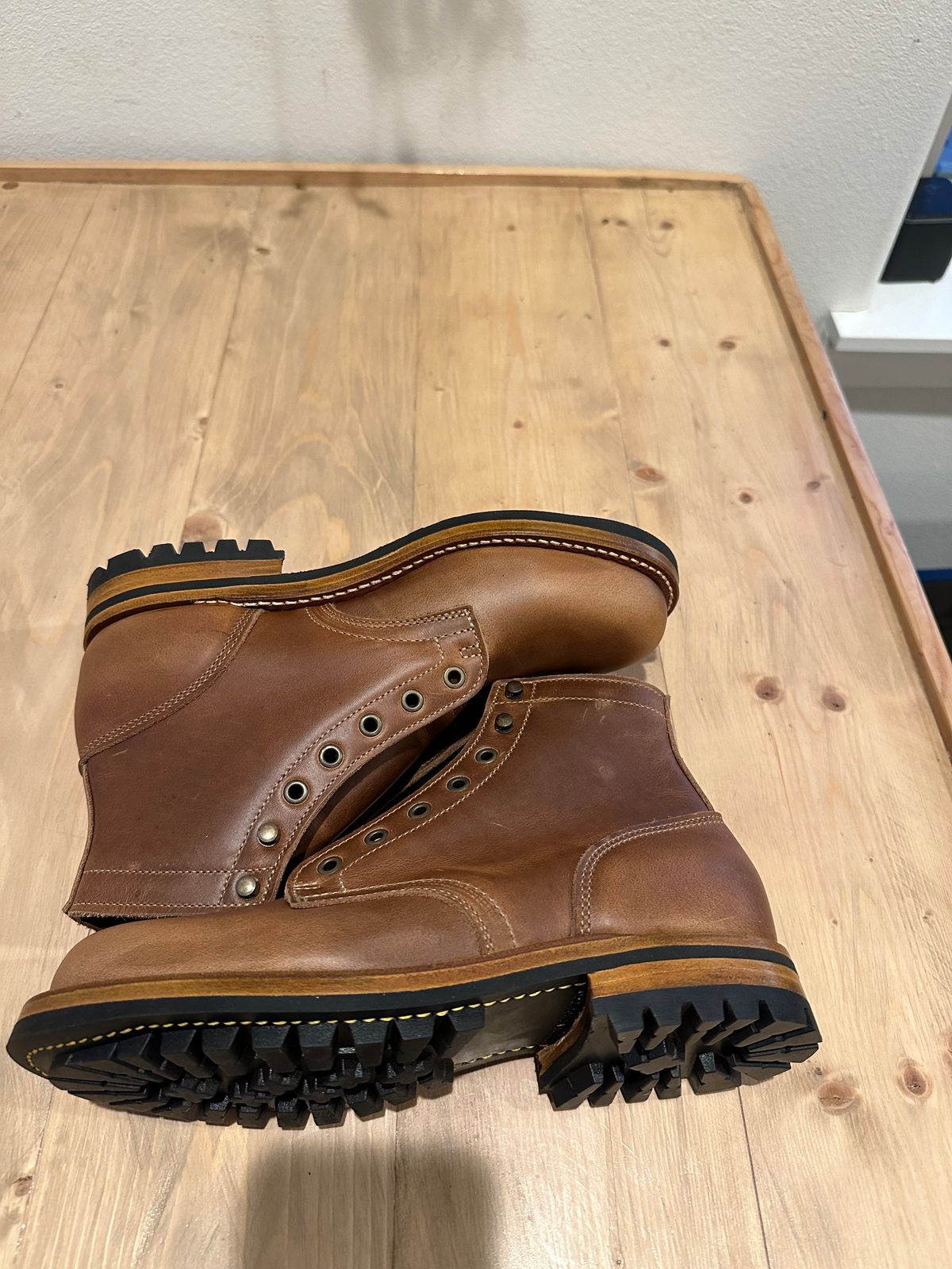 Photo by patrick_teana on November 6, 2024 of the Truman Plain Toe Boot in Sesame Double Shot.