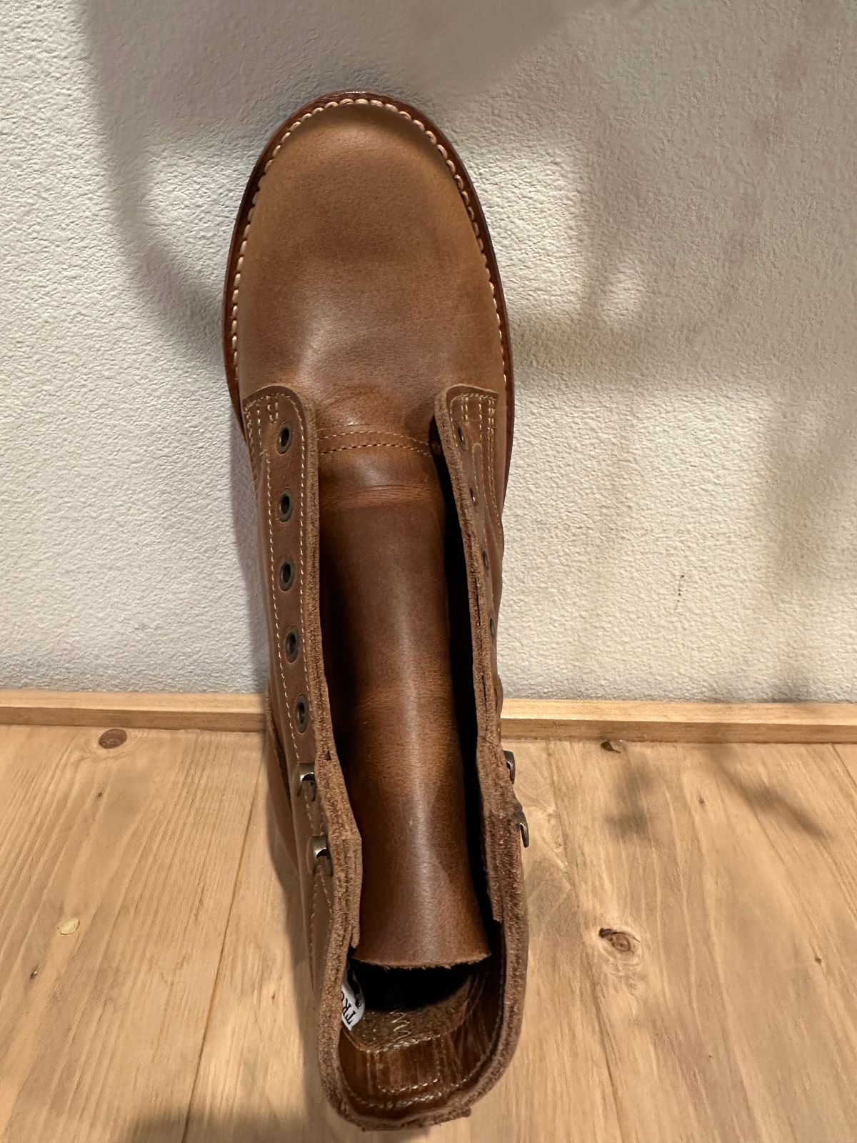 Photo by patrick_teana on November 6, 2024 of the Truman Plain Toe Boot in Sesame Double Shot.