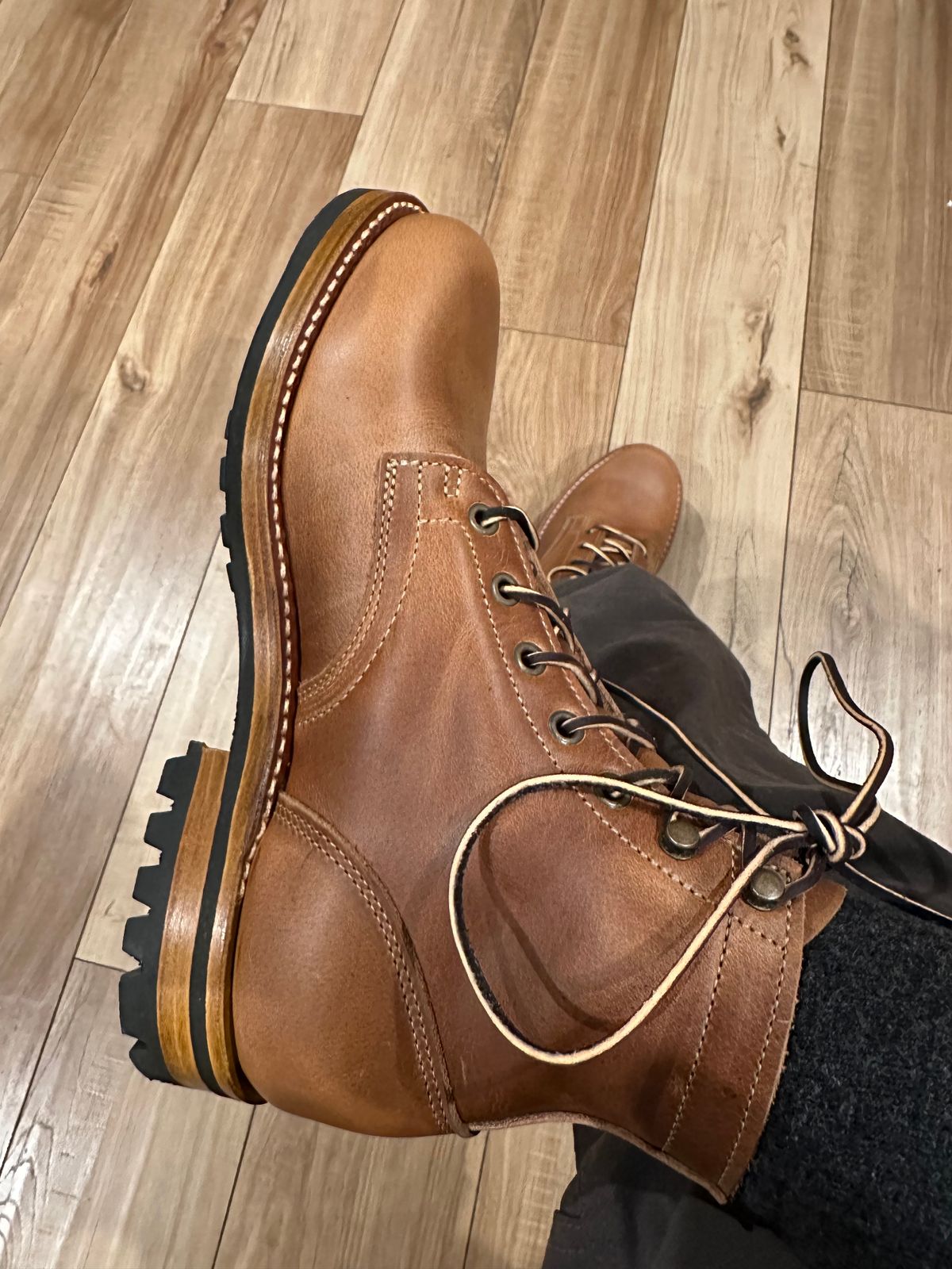 Photo by patrick_teana on November 6, 2024 of the Truman Plain Toe Boot in Sesame Double Shot.