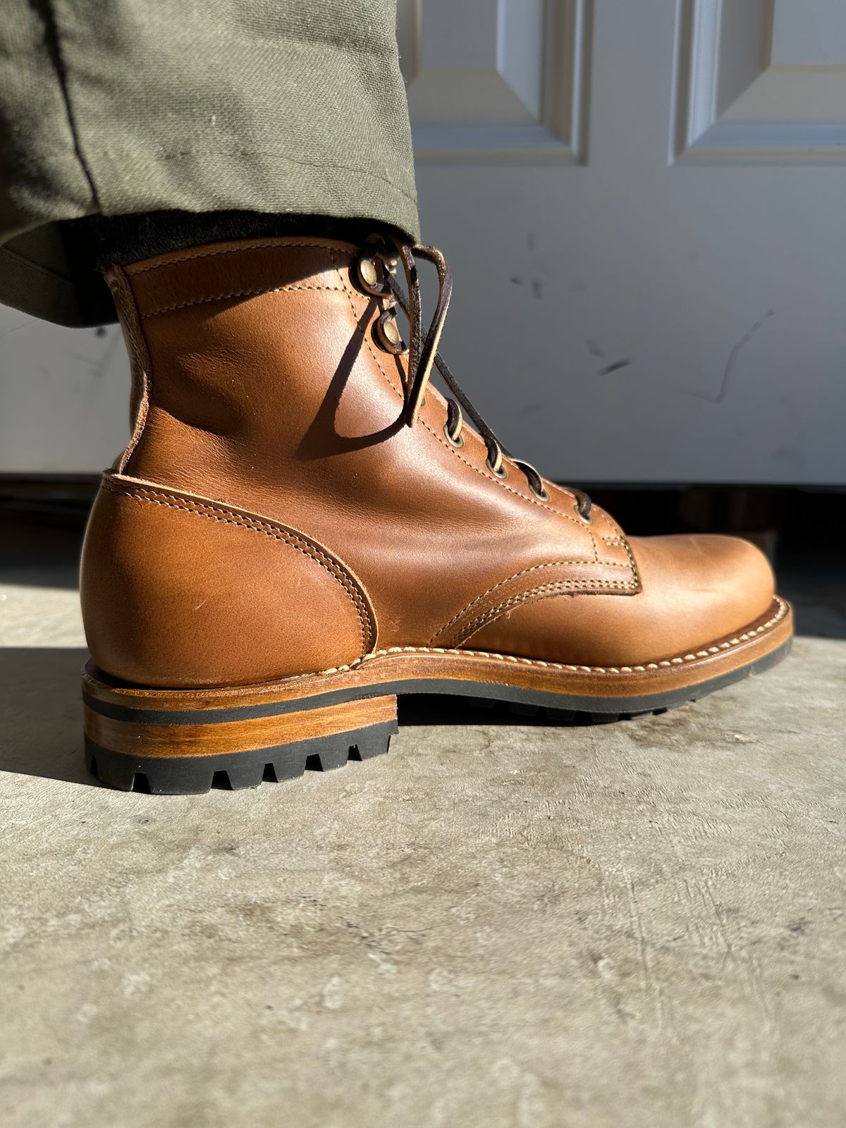 Photo by patrick_teana on November 6, 2024 of the Truman Plain Toe Boot in Sesame Double Shot.