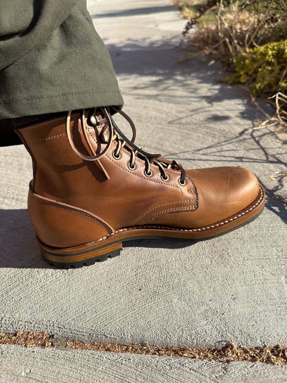Photo by patrick_teana on November 7, 2024 of the Truman Plain Toe Boot in Sesame Double Shot.