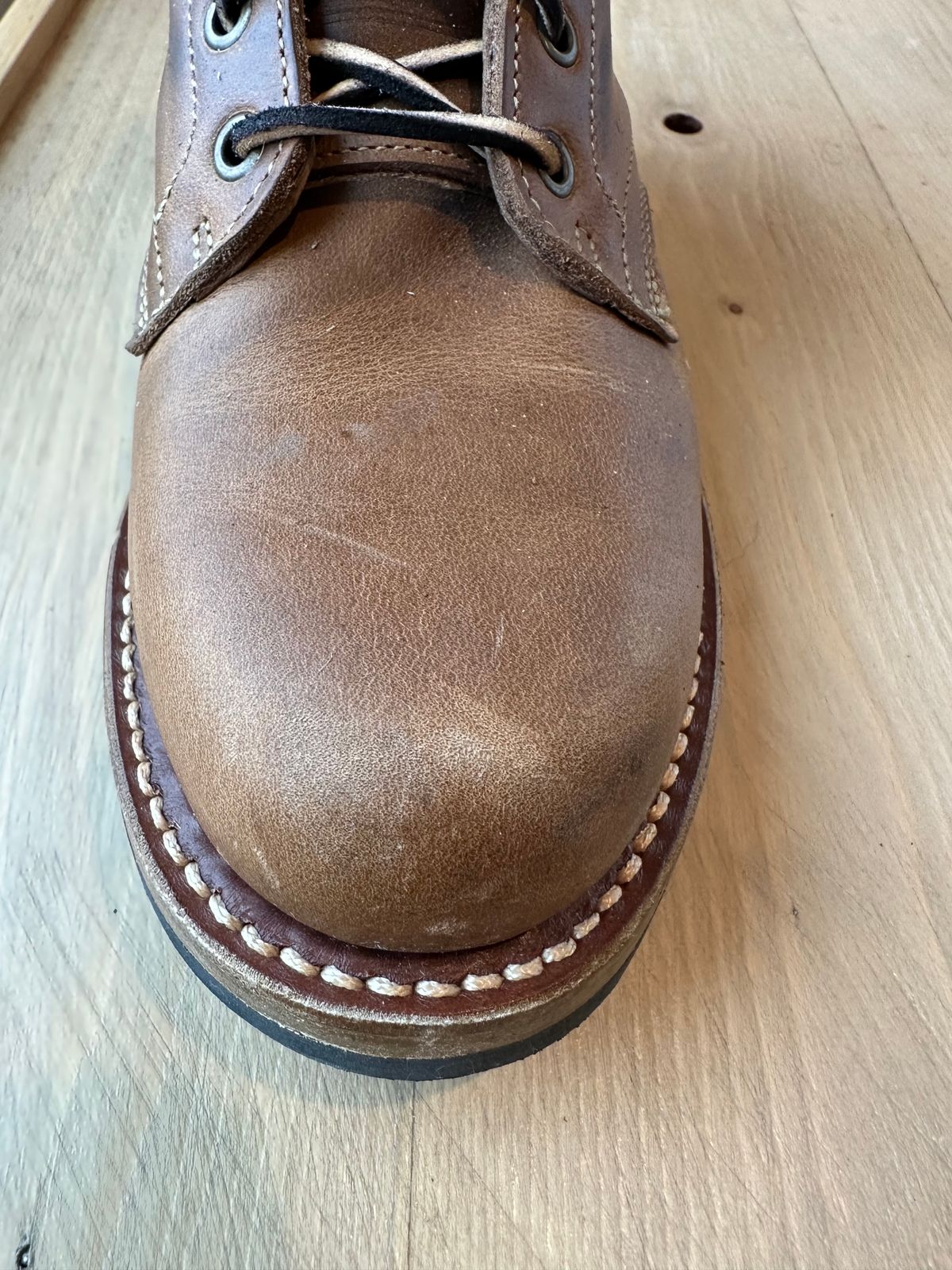 Photo by patrick_teana on November 11, 2024 of the Truman Plain Toe Boot in Sesame Double Shot.