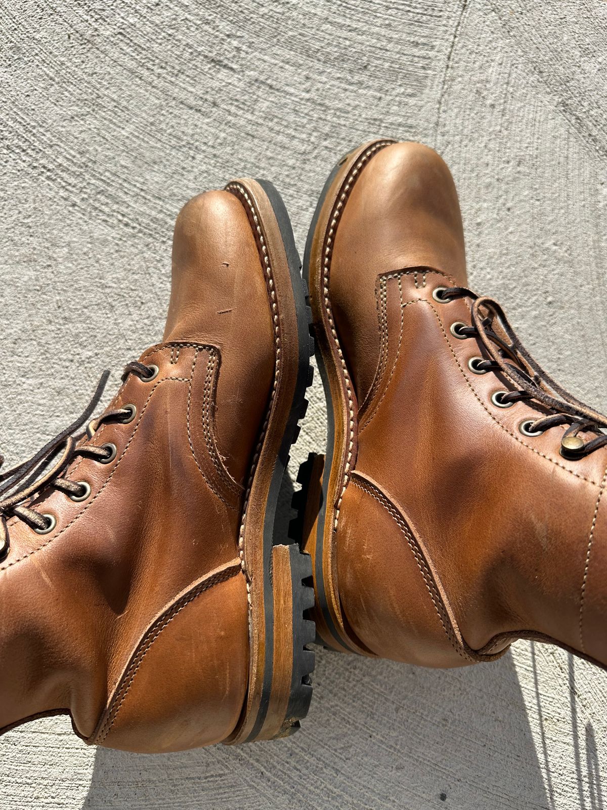 Photo by patrick_teana on November 16, 2024 of the Truman Plain Toe Boot in Sesame Double Shot.