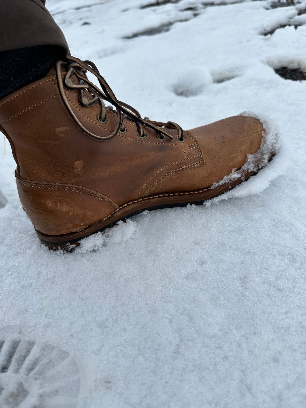 Photo by patrick_teana on November 20, 2024 of the Truman Plain Toe Boot in Sesame Double Shot.