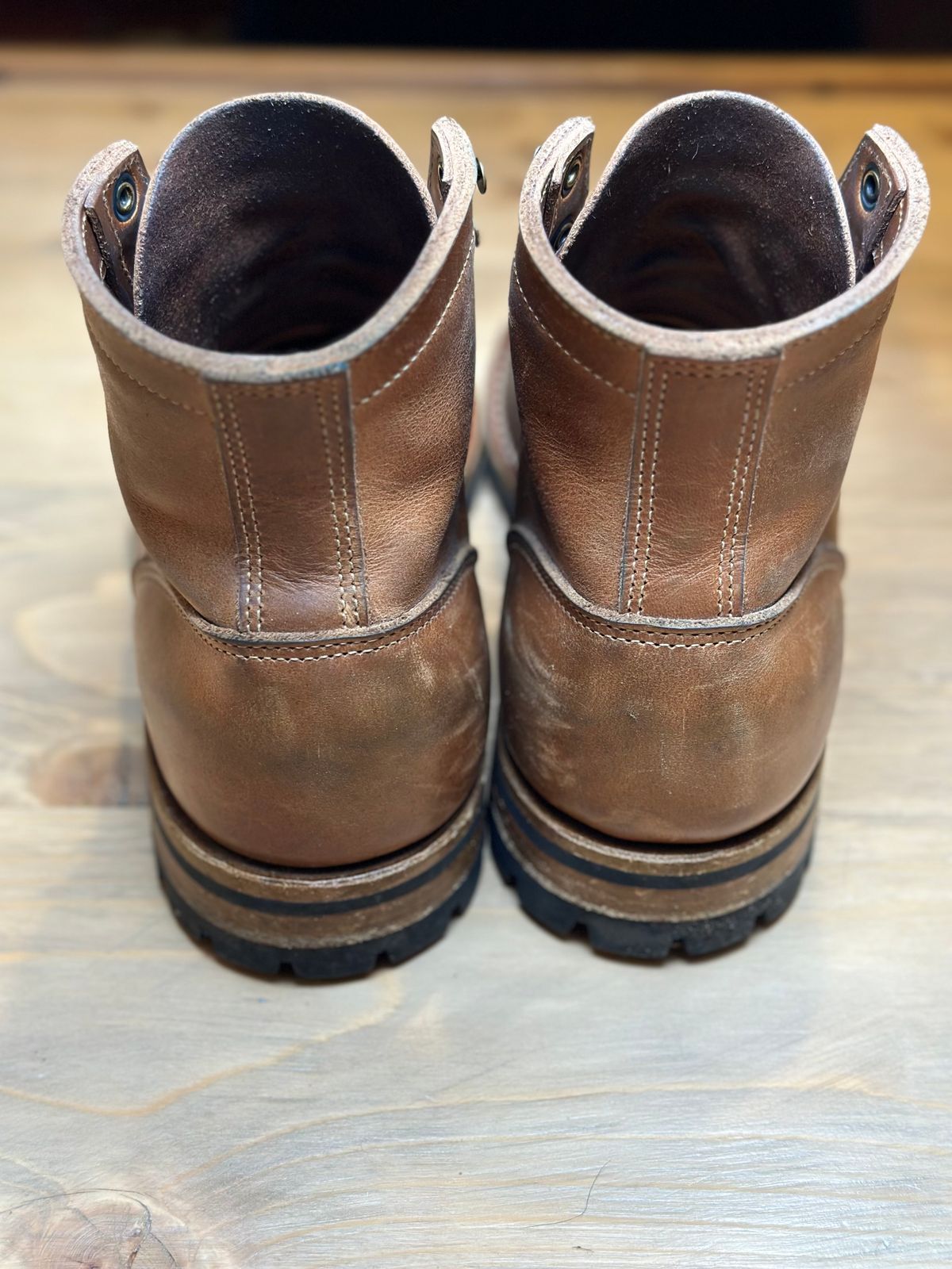 Photo by patrick_teana on December 6, 2024 of the Truman Plain Toe Boot in Sesame Double Shot.