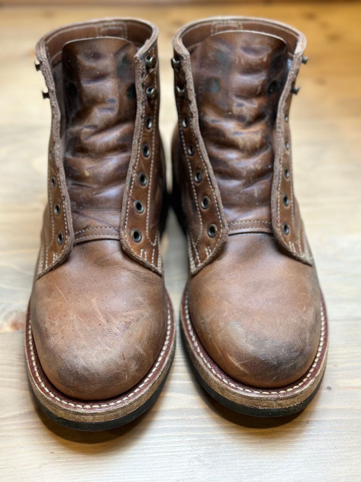 Photo by patrick_teana on December 6, 2024 of the Truman Plain Toe Boot in Sesame Double Shot.