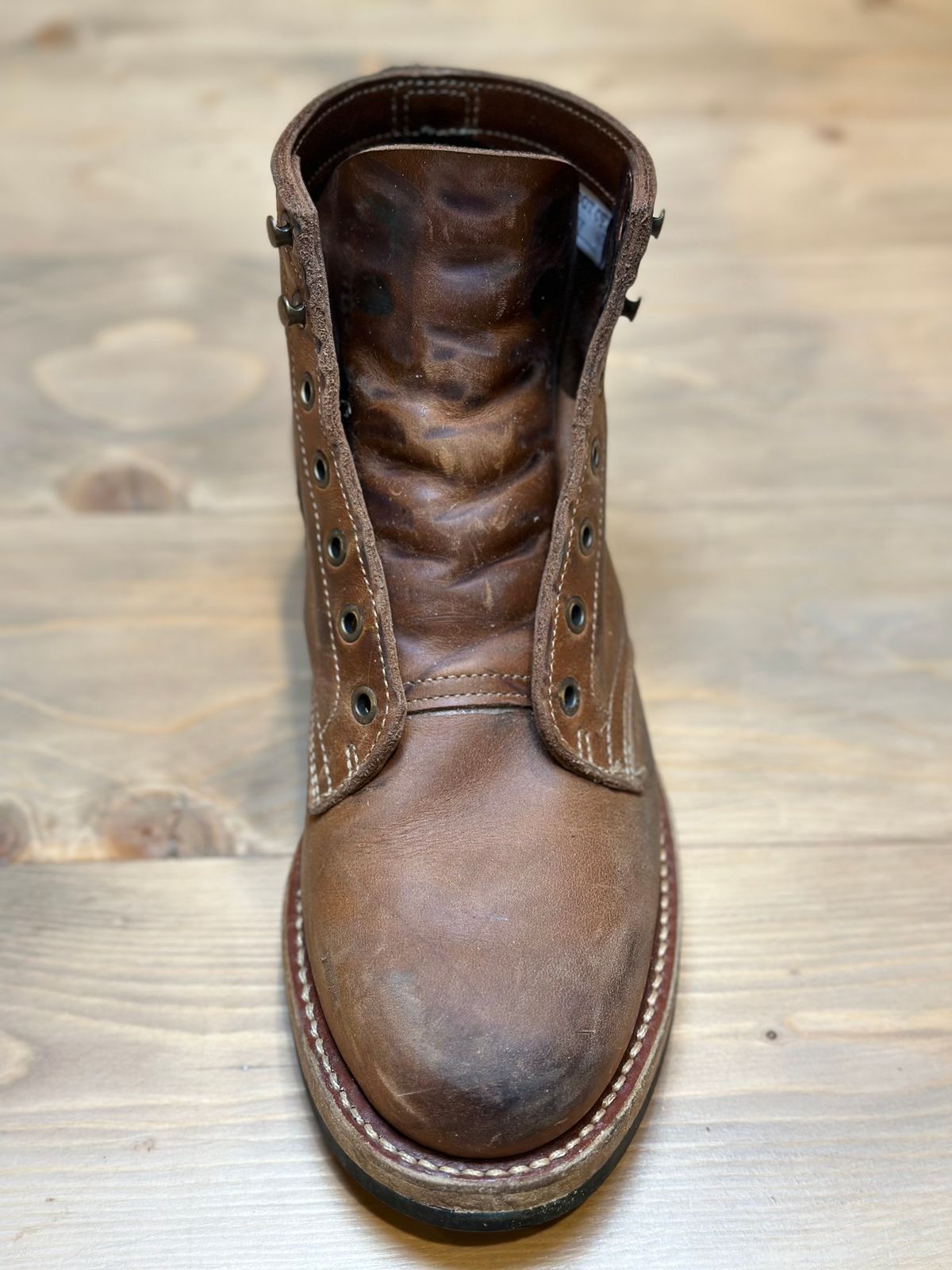 Photo by patrick_teana on December 6, 2024 of the Truman Plain Toe Boot in Sesame Double Shot.