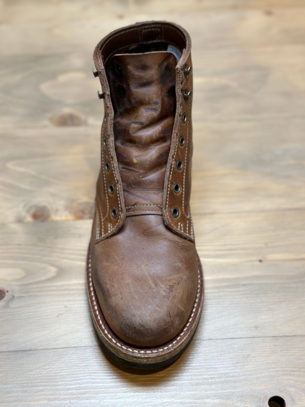 Photo by patrick_teana on December 6, 2024 of the Truman Plain Toe Boot in Sesame Double Shot.