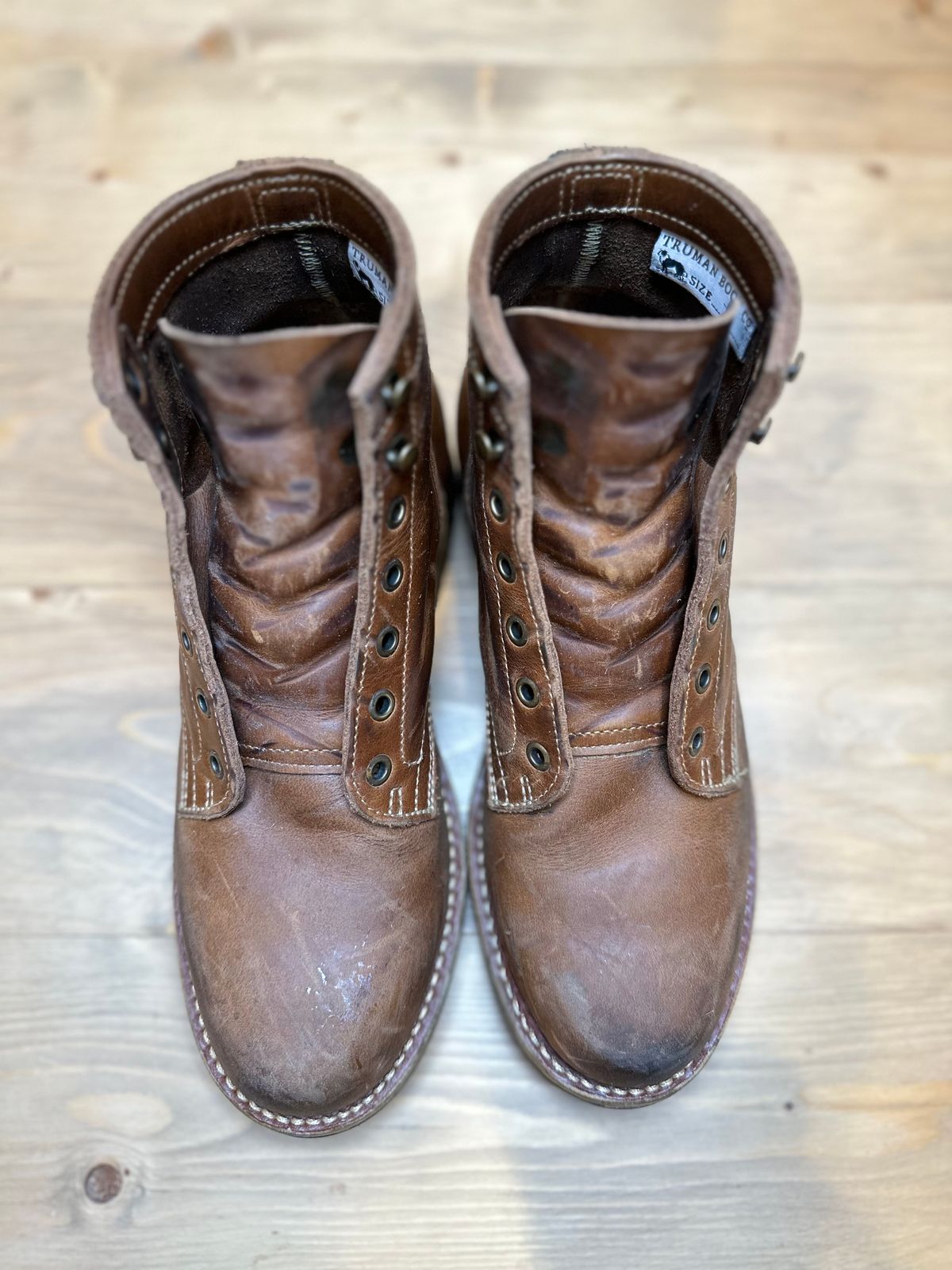 Photo by patrick_teana on December 6, 2024 of the Truman Plain Toe Boot in Sesame Double Shot.
