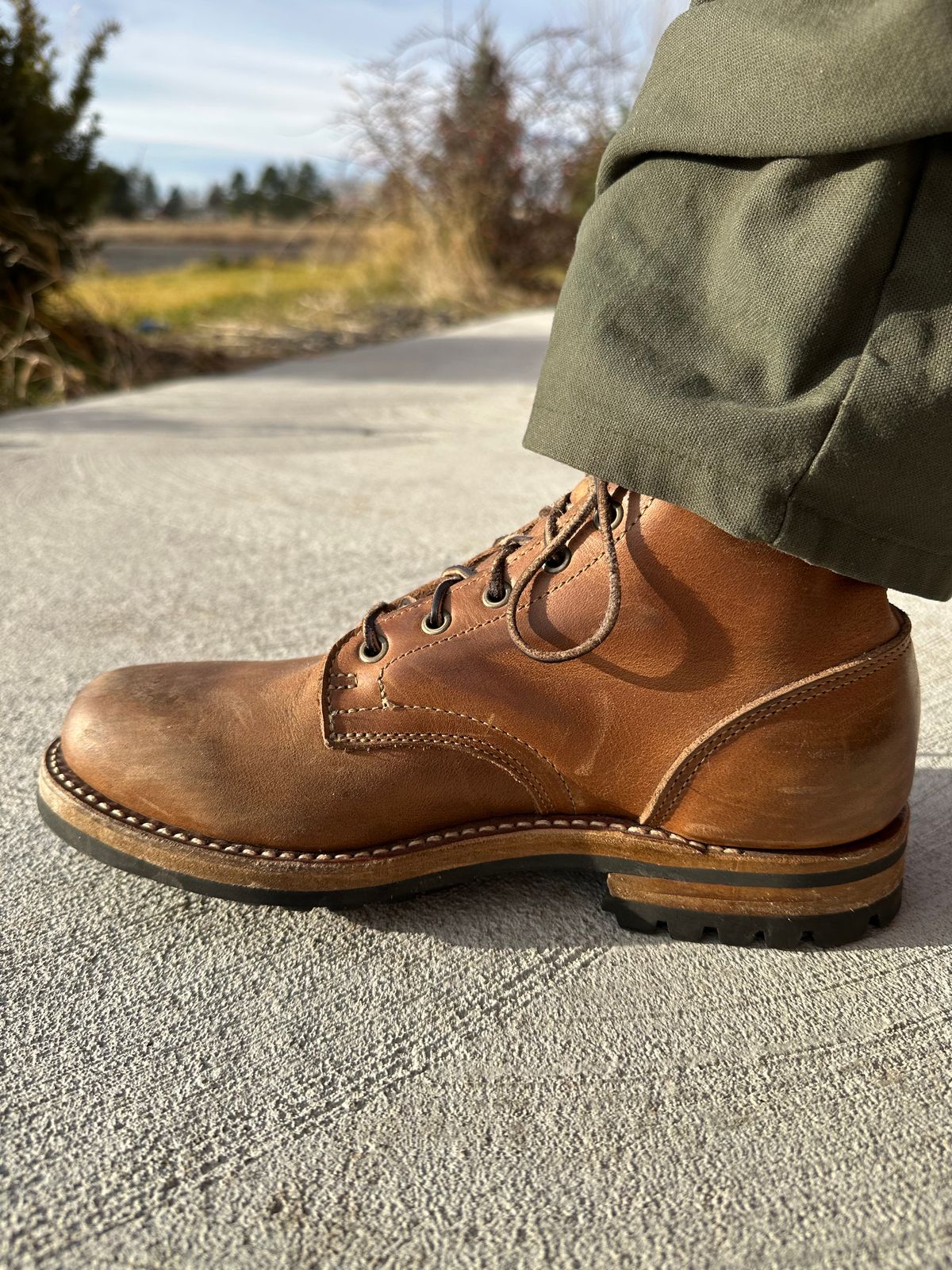 Photo by patrick_teana on December 19, 2024 of the Truman Plain Toe Boot in Sesame Double Shot.