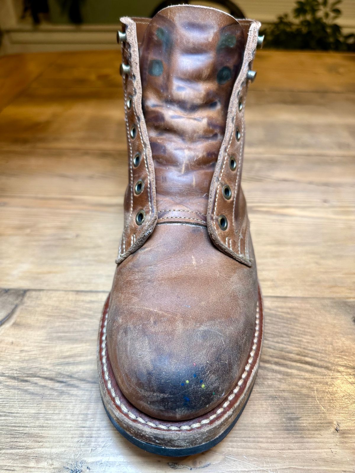 Photo by patrick_teana on January 3, 2025 of the Truman Plain Toe Boot in Sesame Double Shot.
