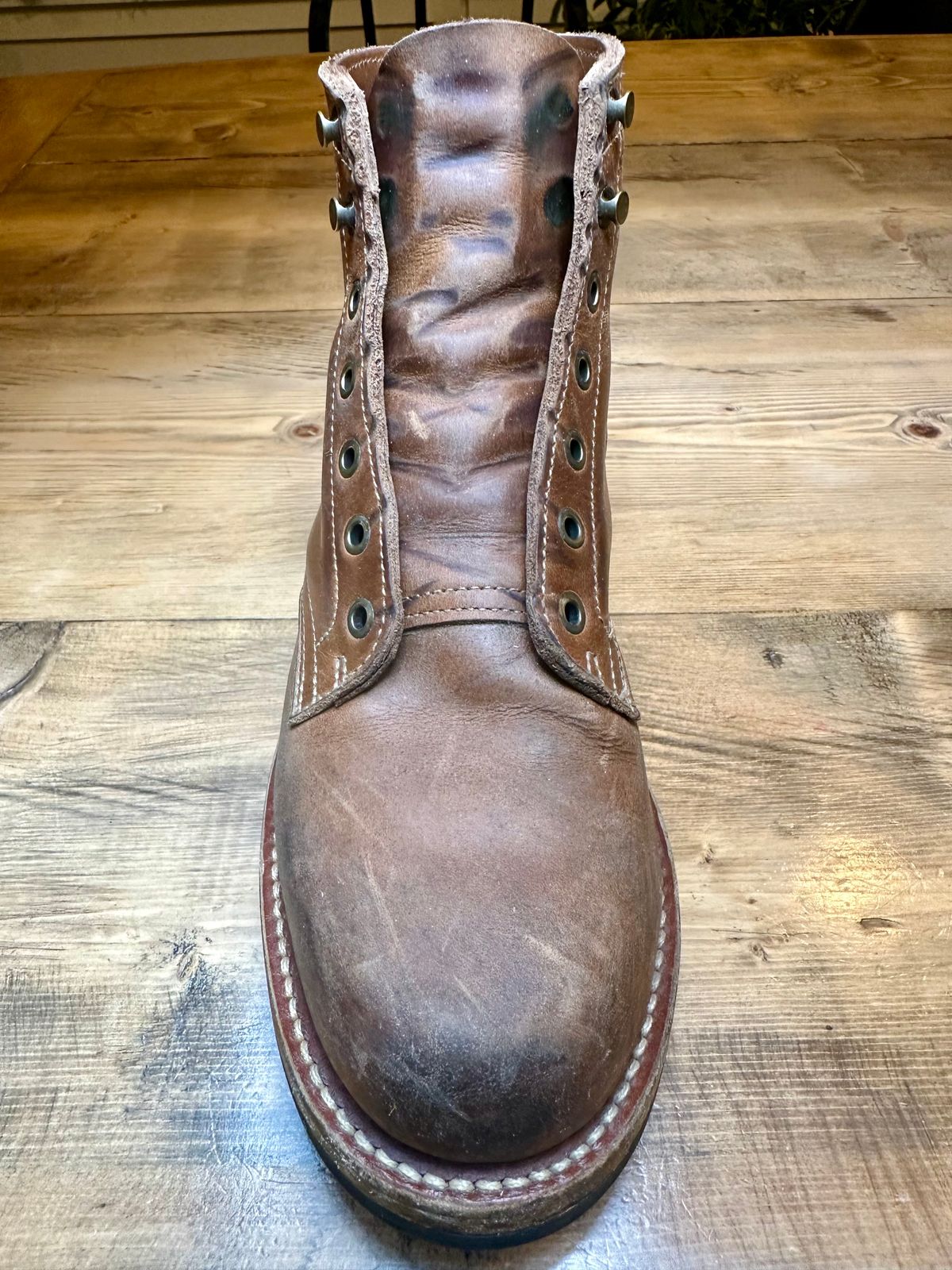 Photo by patrick_teana on January 3, 2025 of the Truman Plain Toe Boot in Sesame Double Shot.