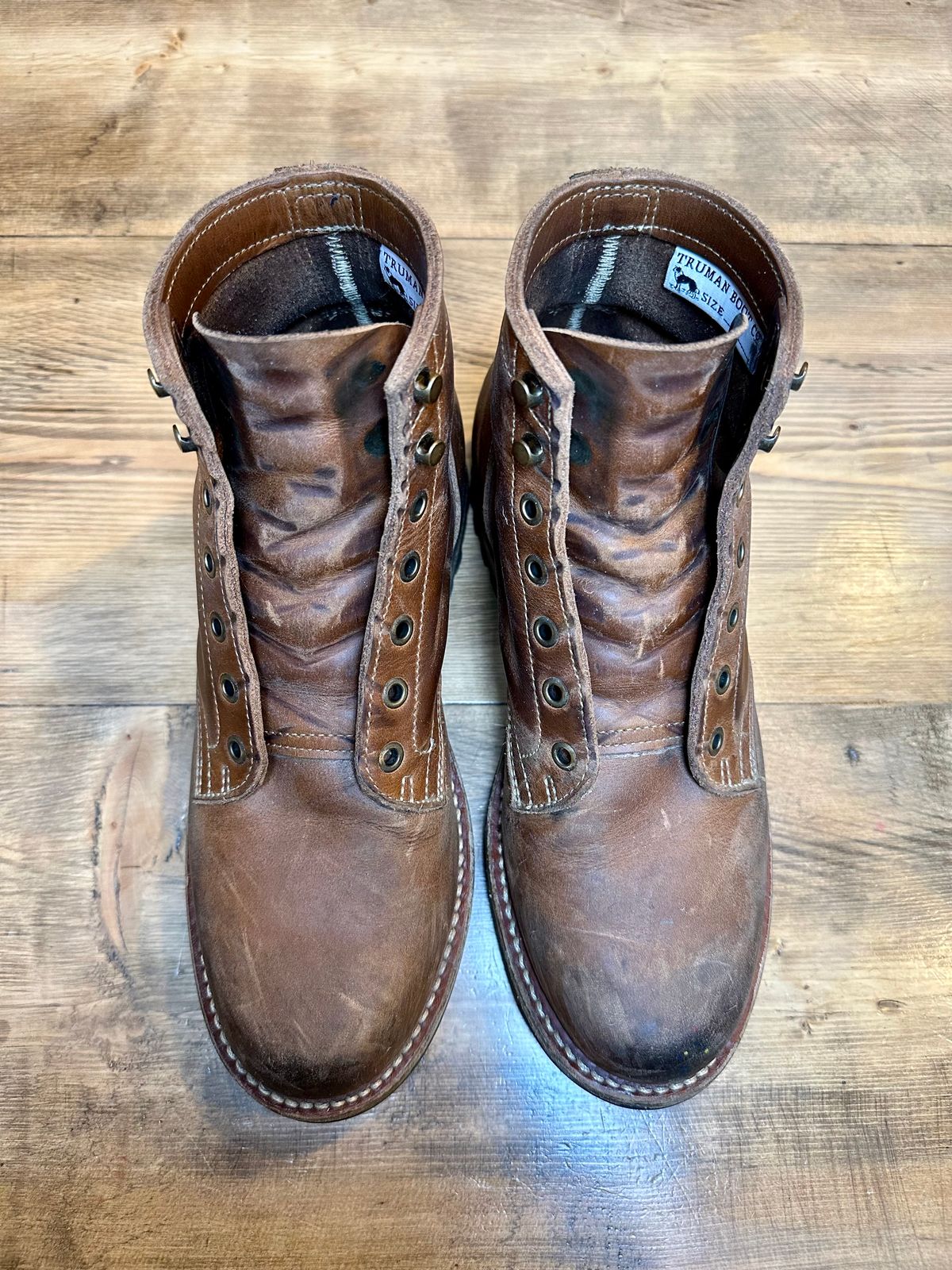 Photo by patrick_teana on January 3, 2025 of the Truman Plain Toe Boot in Sesame Double Shot.