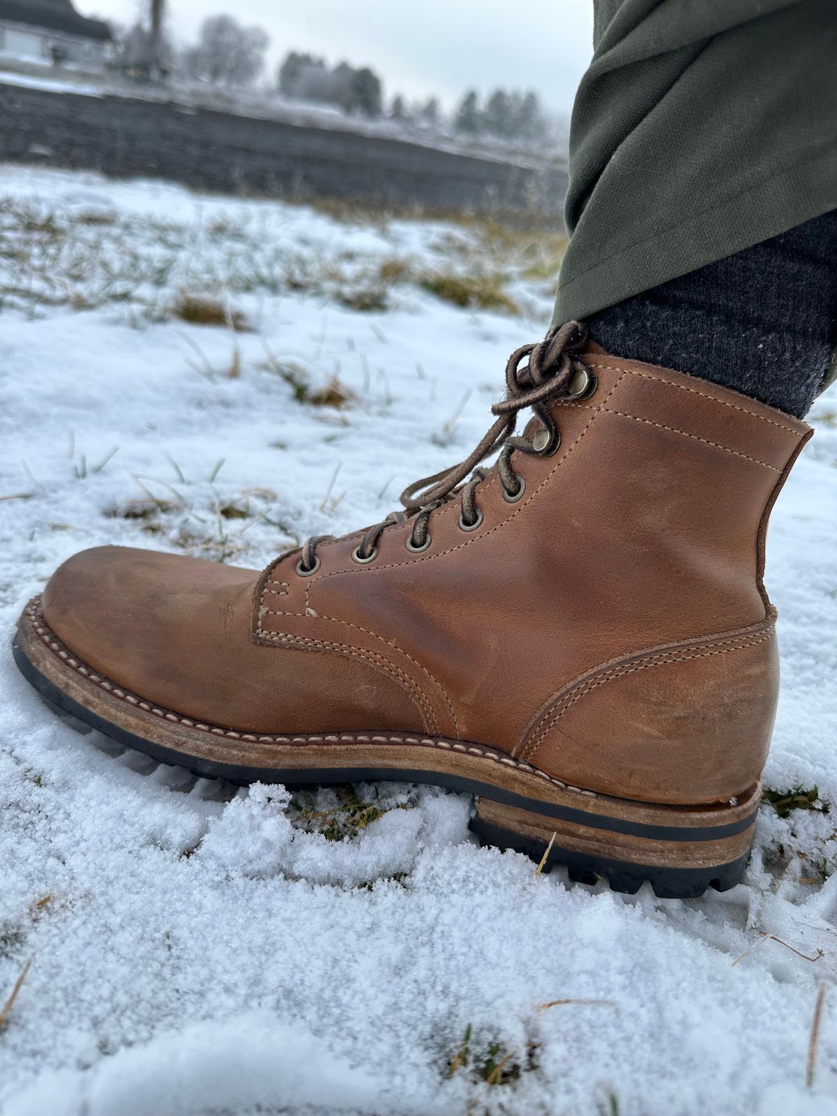 Photo by patrick_teana on January 12, 2025 of the Truman Plain Toe Boot in Sesame Double Shot.