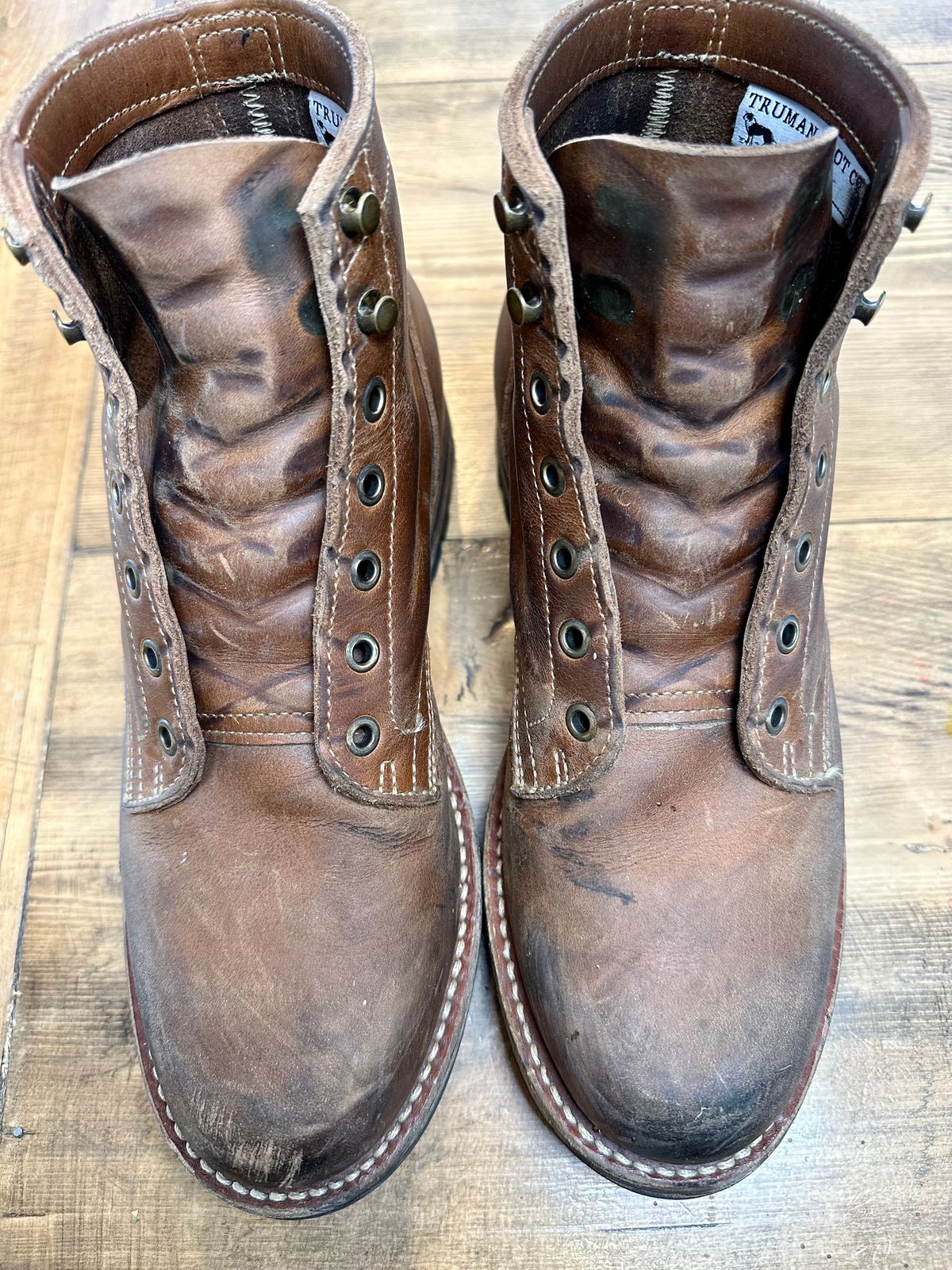 Photo by patrick_teana on February 5, 2025 of the Truman Plain Toe Boot in Sesame Double Shot.