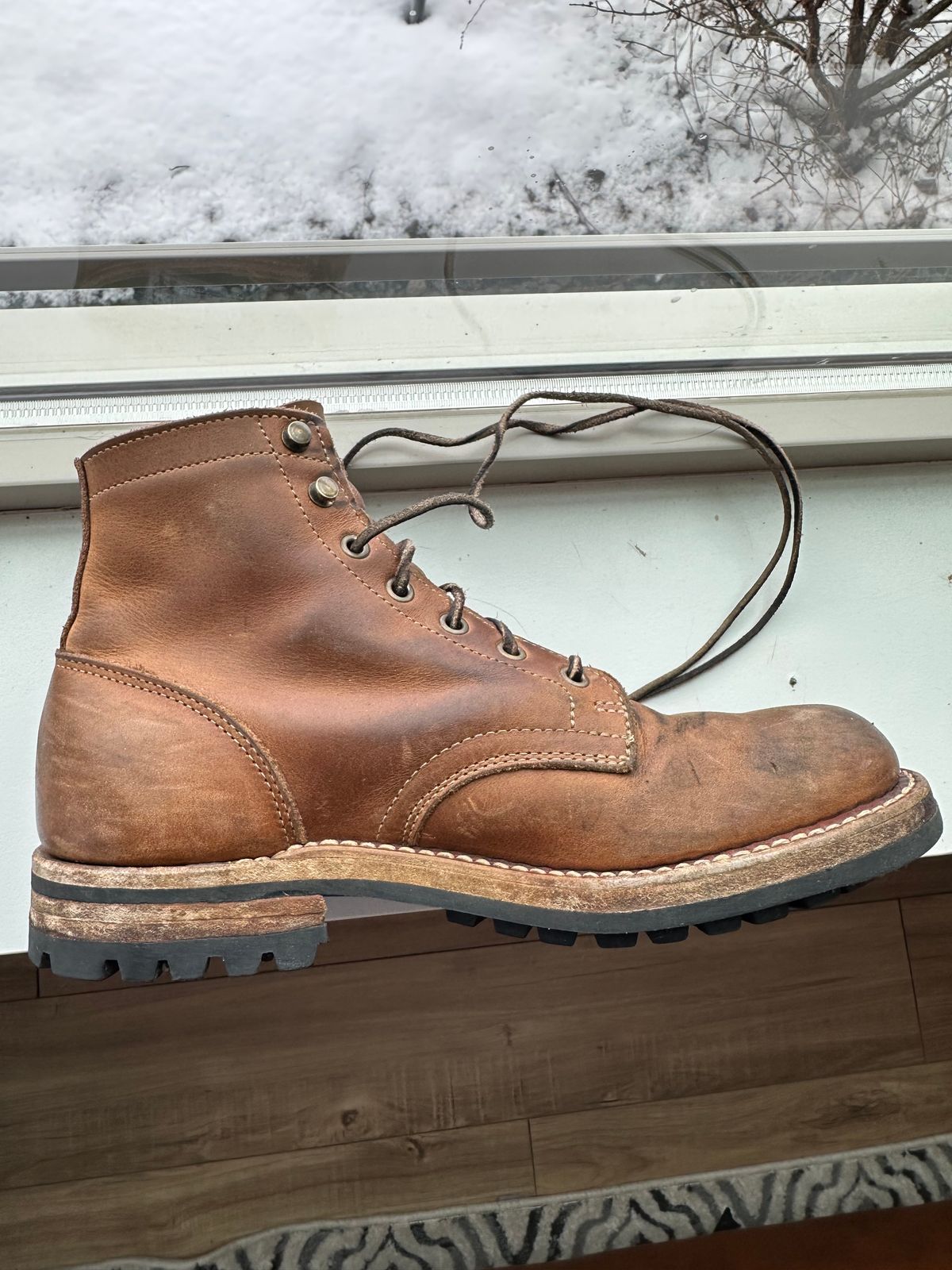 Photo by patrick_teana on February 16, 2025 of the Truman Plain Toe Boot in Sesame Double Shot.