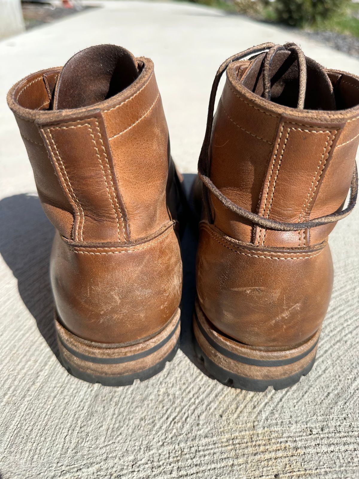Photo by patrick_teana on April 4, 2025 of the Truman Plain Toe Boot in Sesame Double Shot.